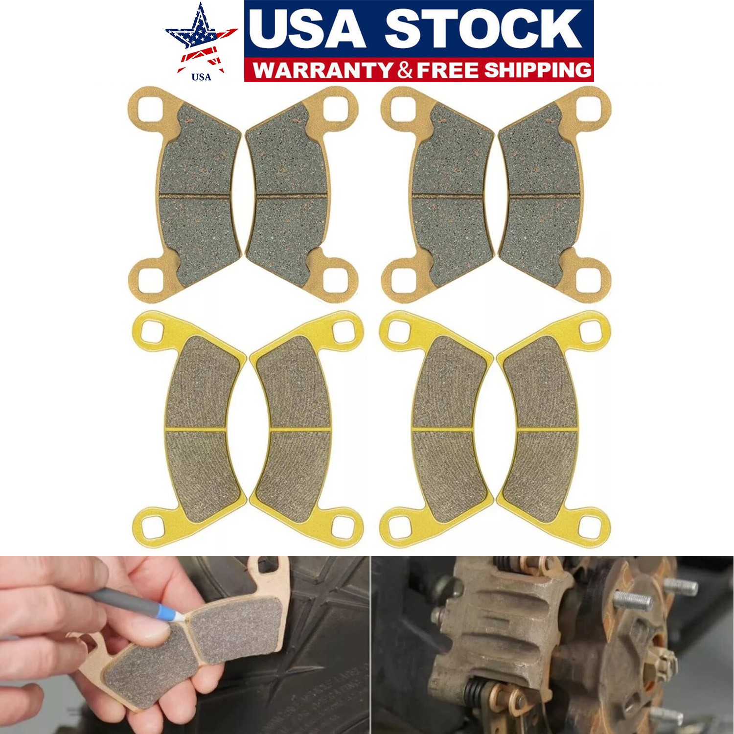Brake Pads for 12-18 Polaris Ranger XP900, 08-13 Polaris Ranger, 10-15 Ranger EV