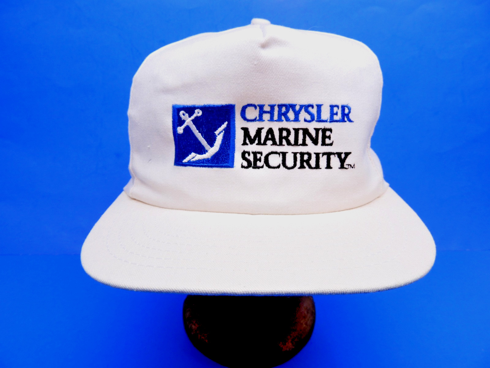 VTG CHRYSLER MARINE SECURITY HAT CAP WHITE HEMI COMMODORE MOPAR CHRIS CRAFT USA