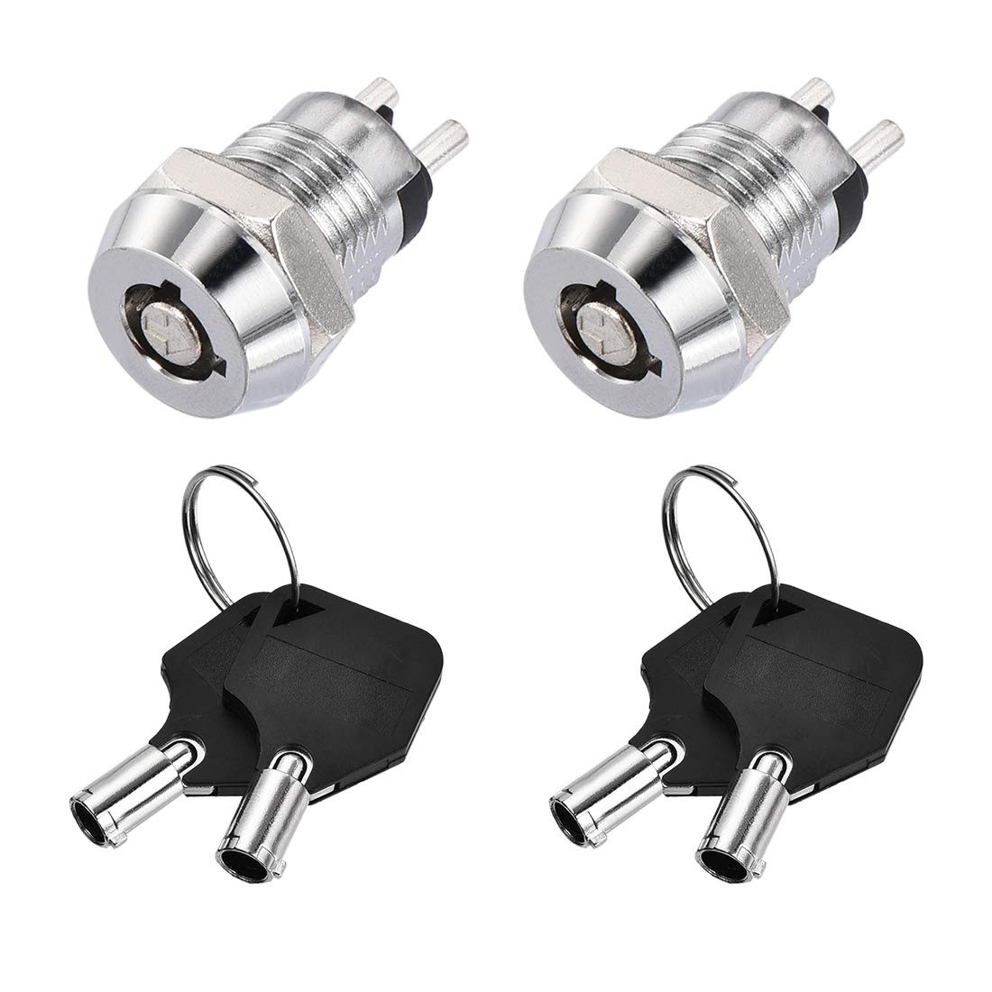 uxcell 12mm 2 Positions Key Locking Push Button Switch with 2 Keys NO-OFF...