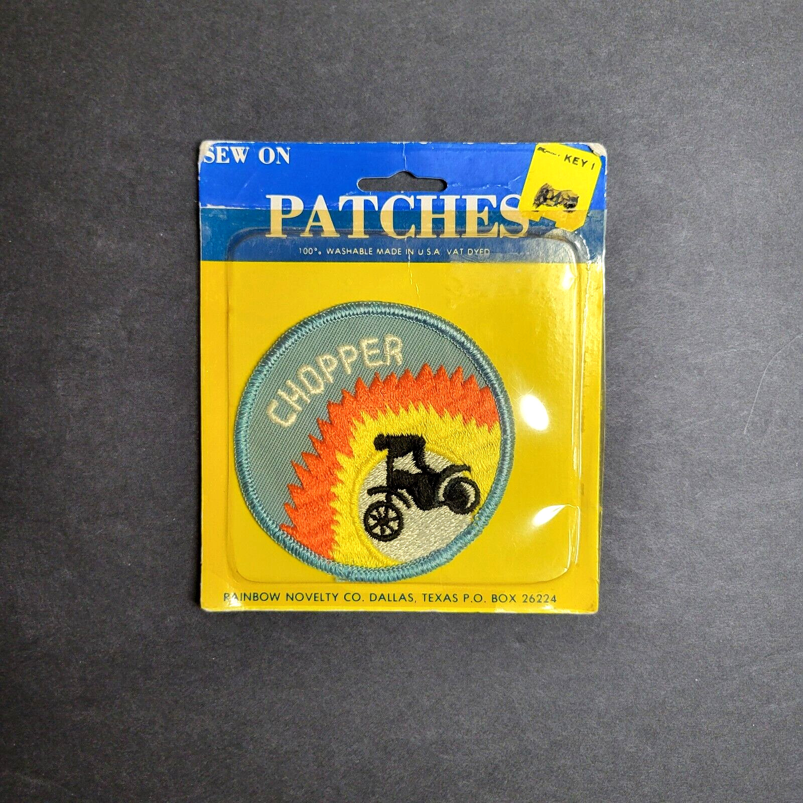 VTG Motorcycle Chopper Patch Flames Rainbow Novelty Co. Sew On 3" Biker New 70s