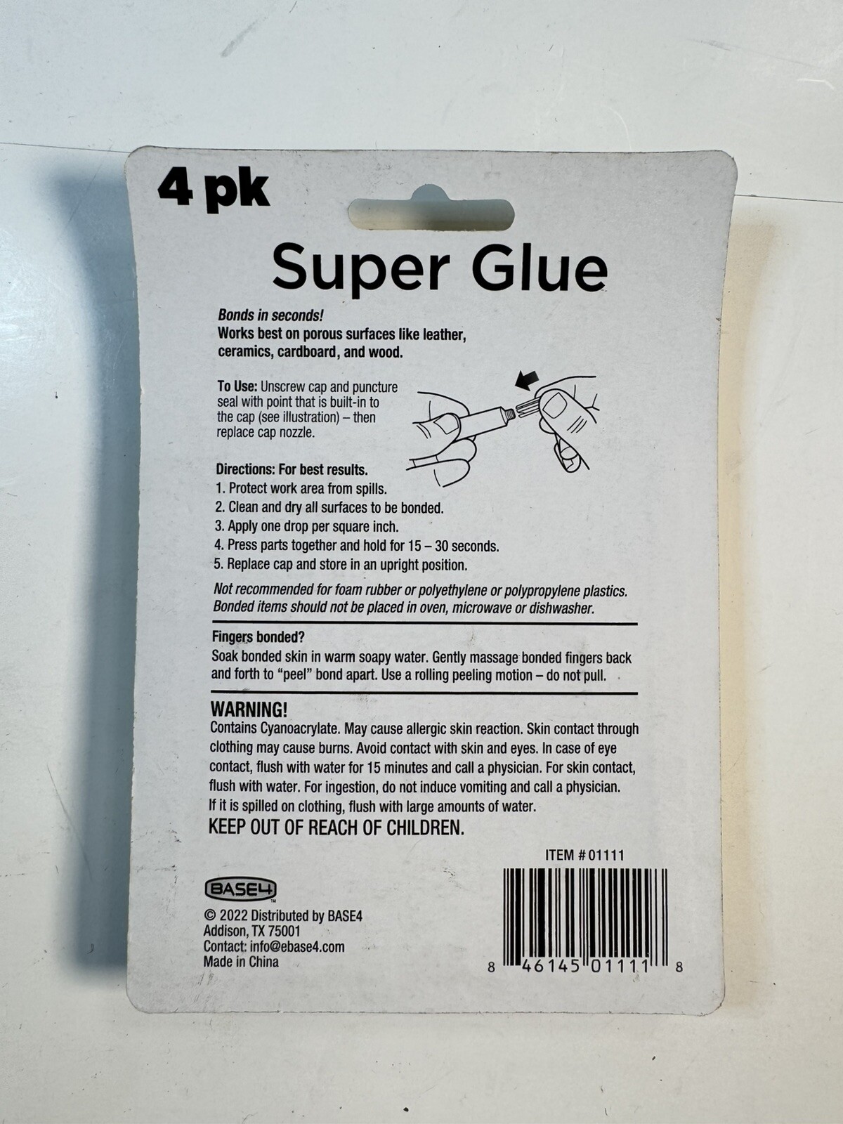 Super Glue, 1 Pack of 4 Tubes FREE SHIPPING - USA NEW SEALED