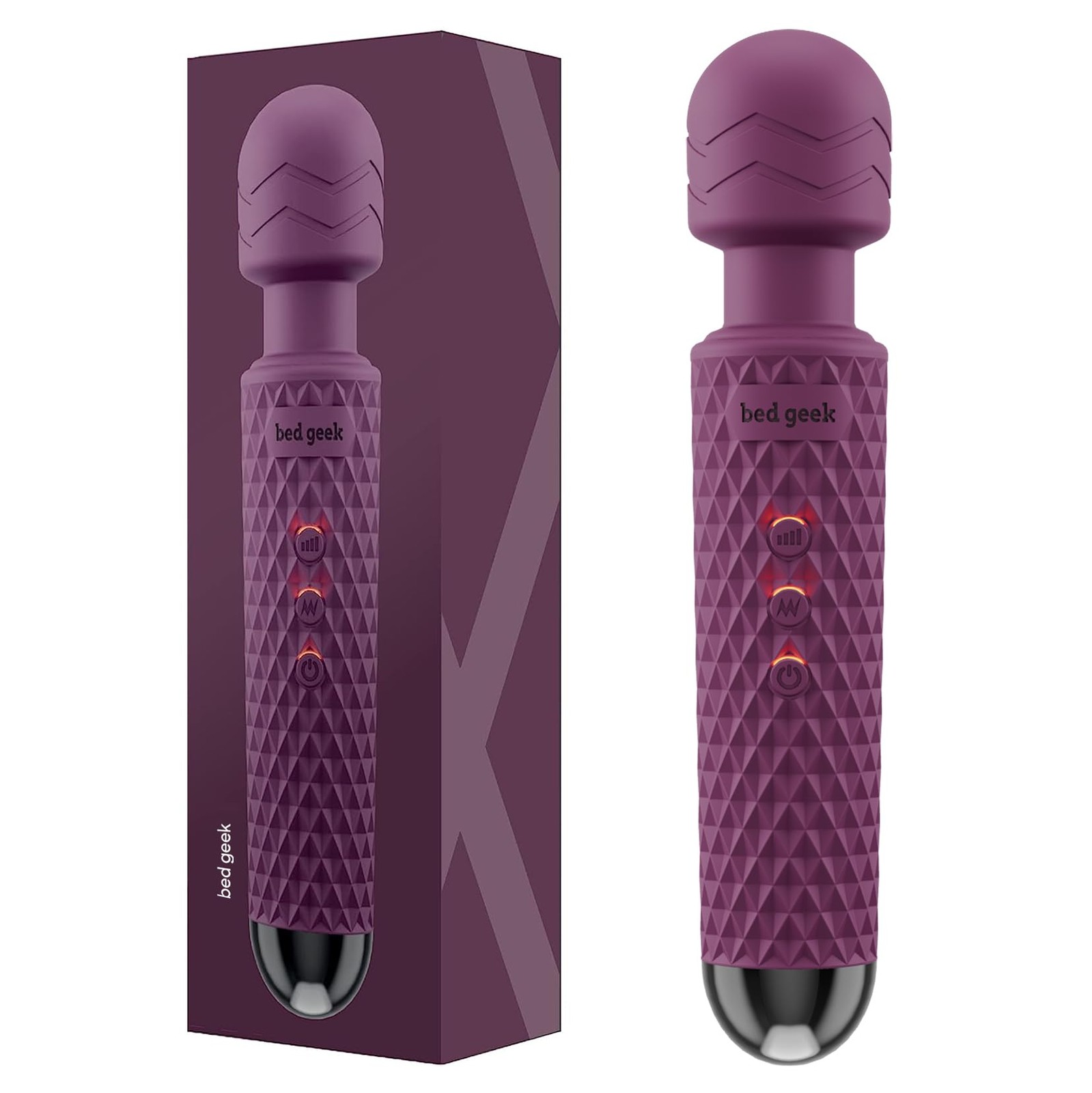 bed geek Handheld Cordless Personal Wand Massager 1 Count (Pack of 1), Purple