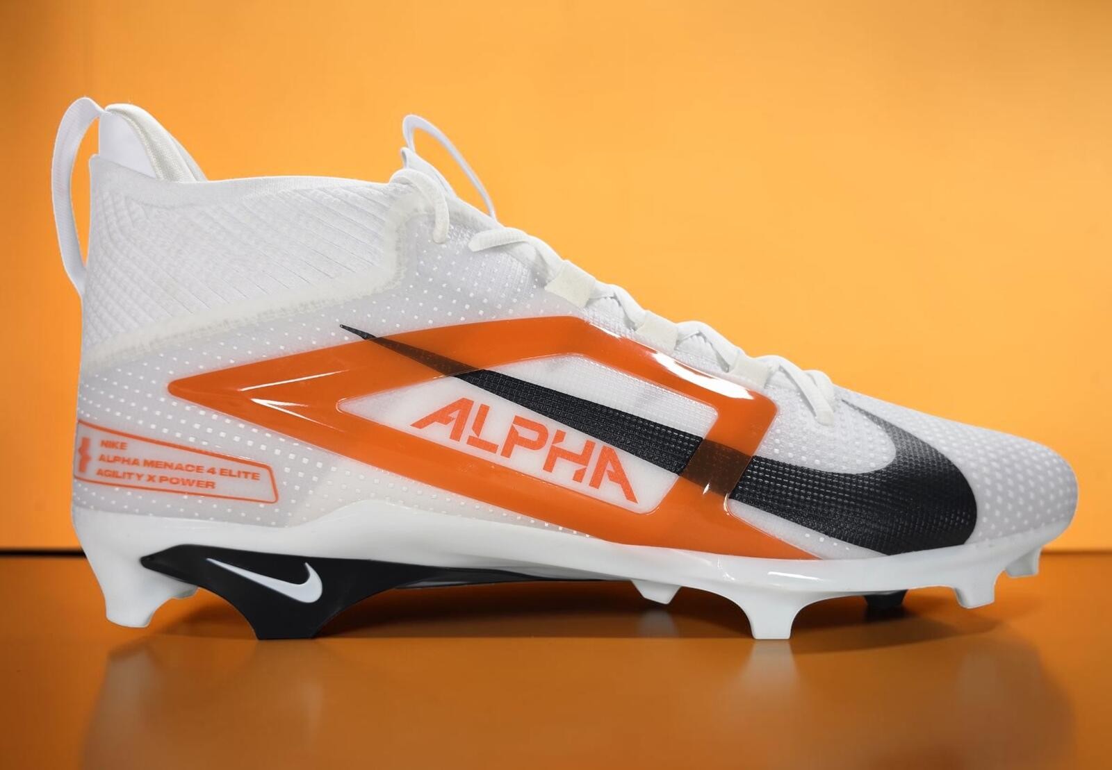 Nike Alpha Menace 4 Elite Cleats White Orange FZ7701-104 Men’s 17 NWOT No Box