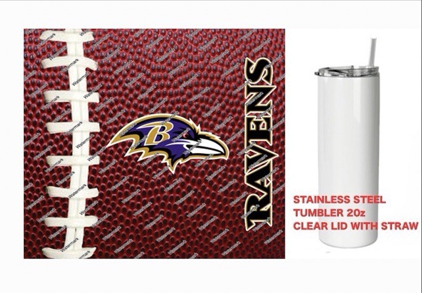 RAVENS  - Pig skin Football - Tumbler 20 oz Stainless Steel