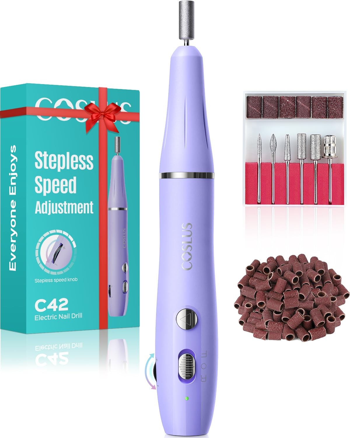 C42 Cordless Electric Nail Drill File: Nail Drill Machine with Stepless Speed...