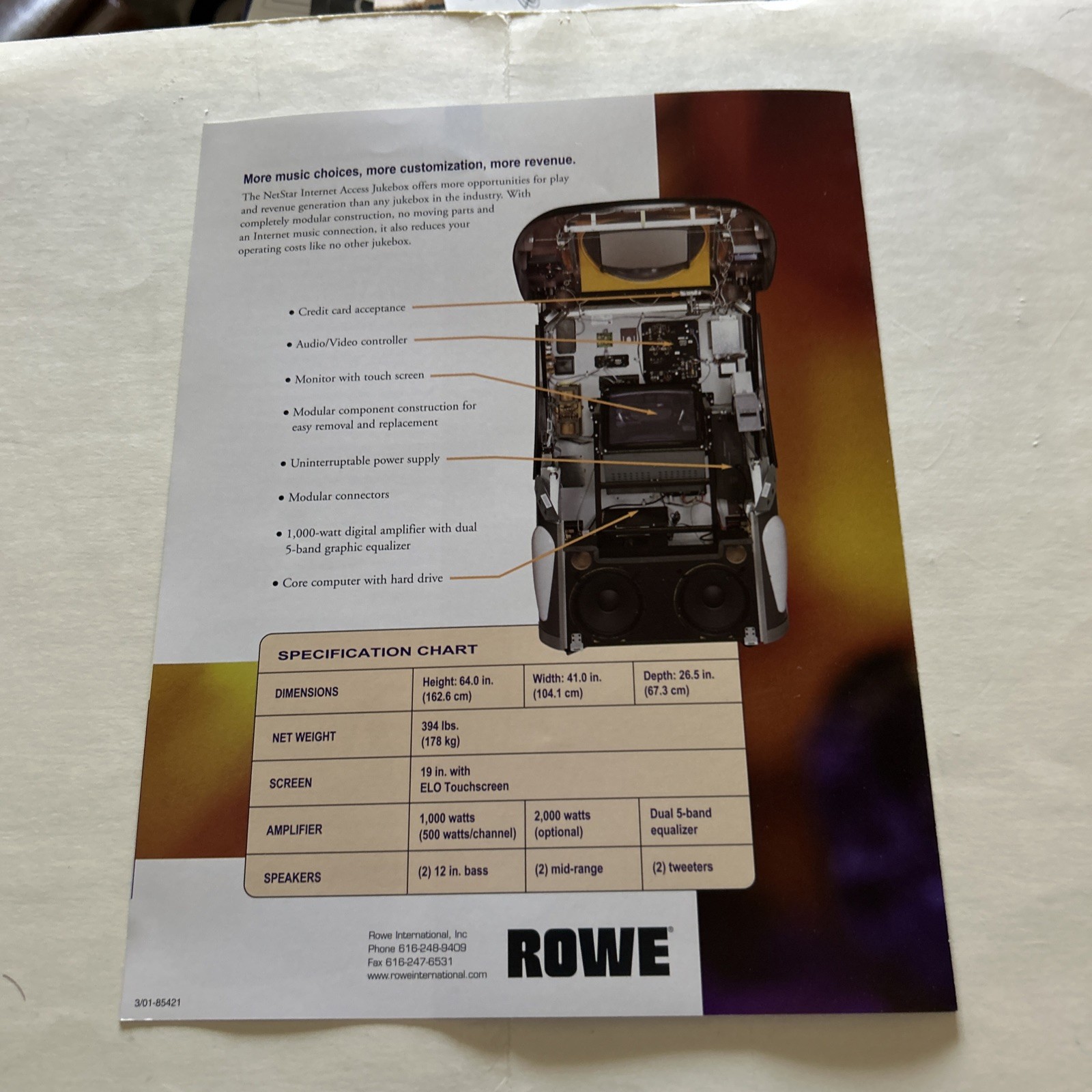 Original Factory Jukebox Ami-Rowe Netstar Internet Access FLYER