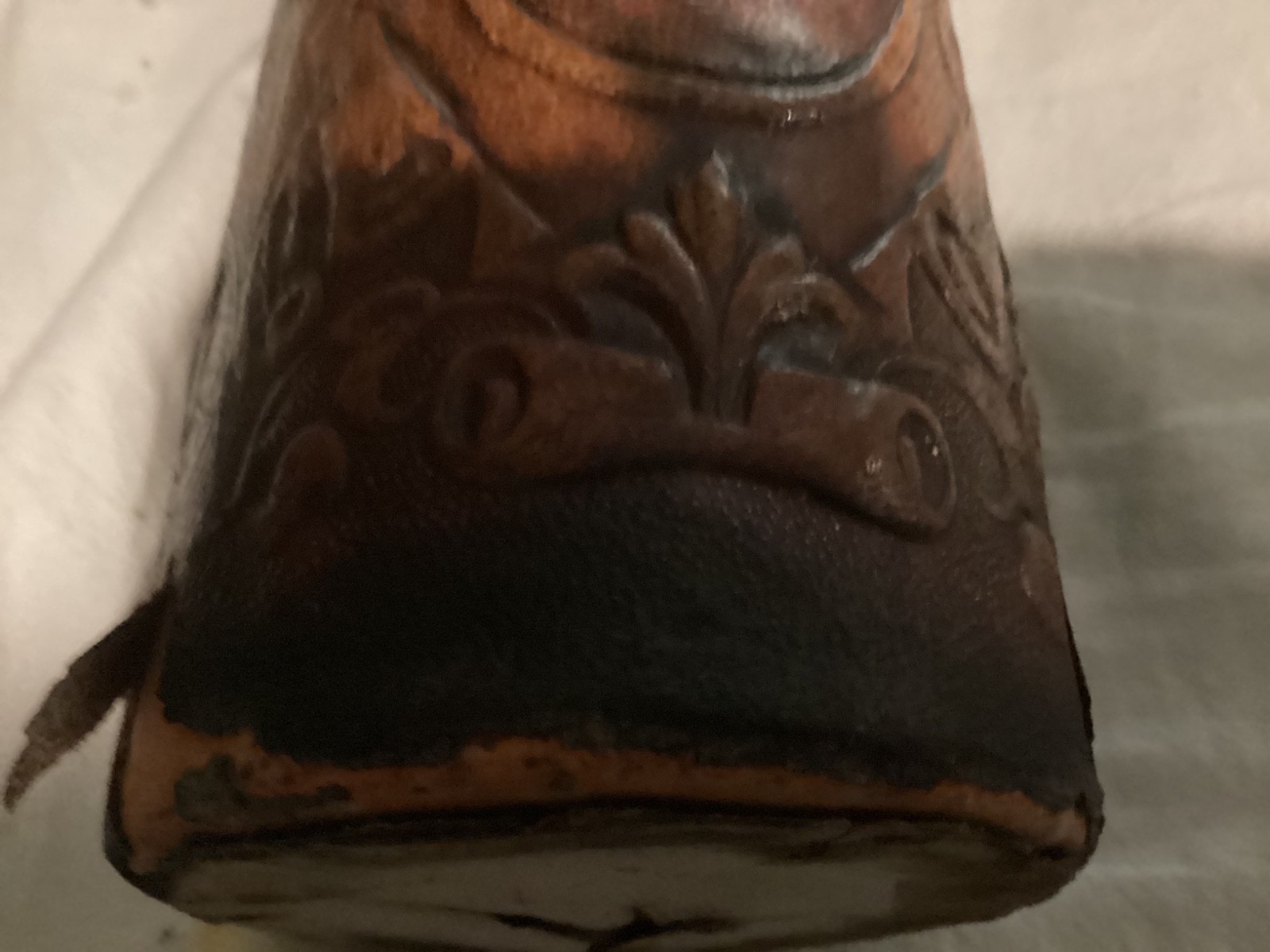 Vintage Beautiful Tooled Leather Conac Bottle