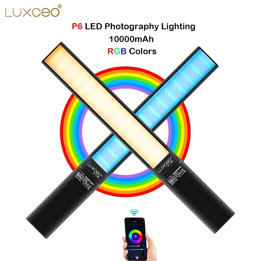 LUXCEO P6 RGB Led Video Light Lamp 18W 10000mAh Full Color Photography Light APP