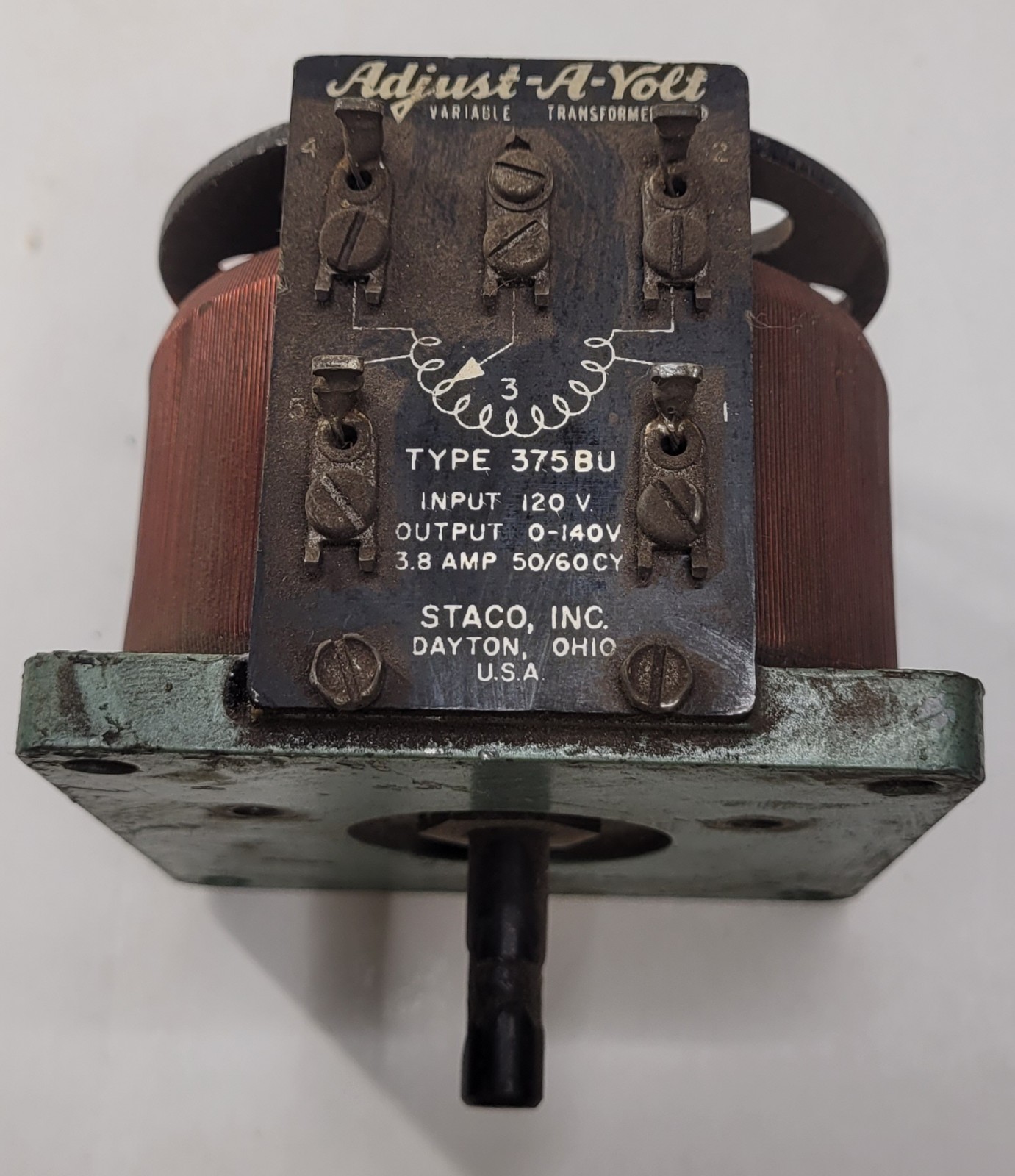 Adjust-A-Volt Variable Transformer Type 375BU Input 120V Output 0-140V Staco