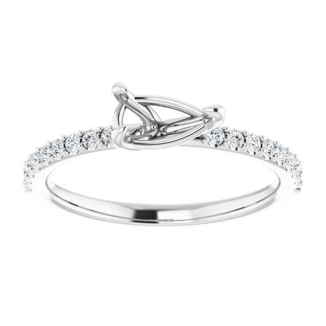 Pear Semi Mount Ring Setting 8x6mm Natural Zircon Sizde Stone Blank Mounting