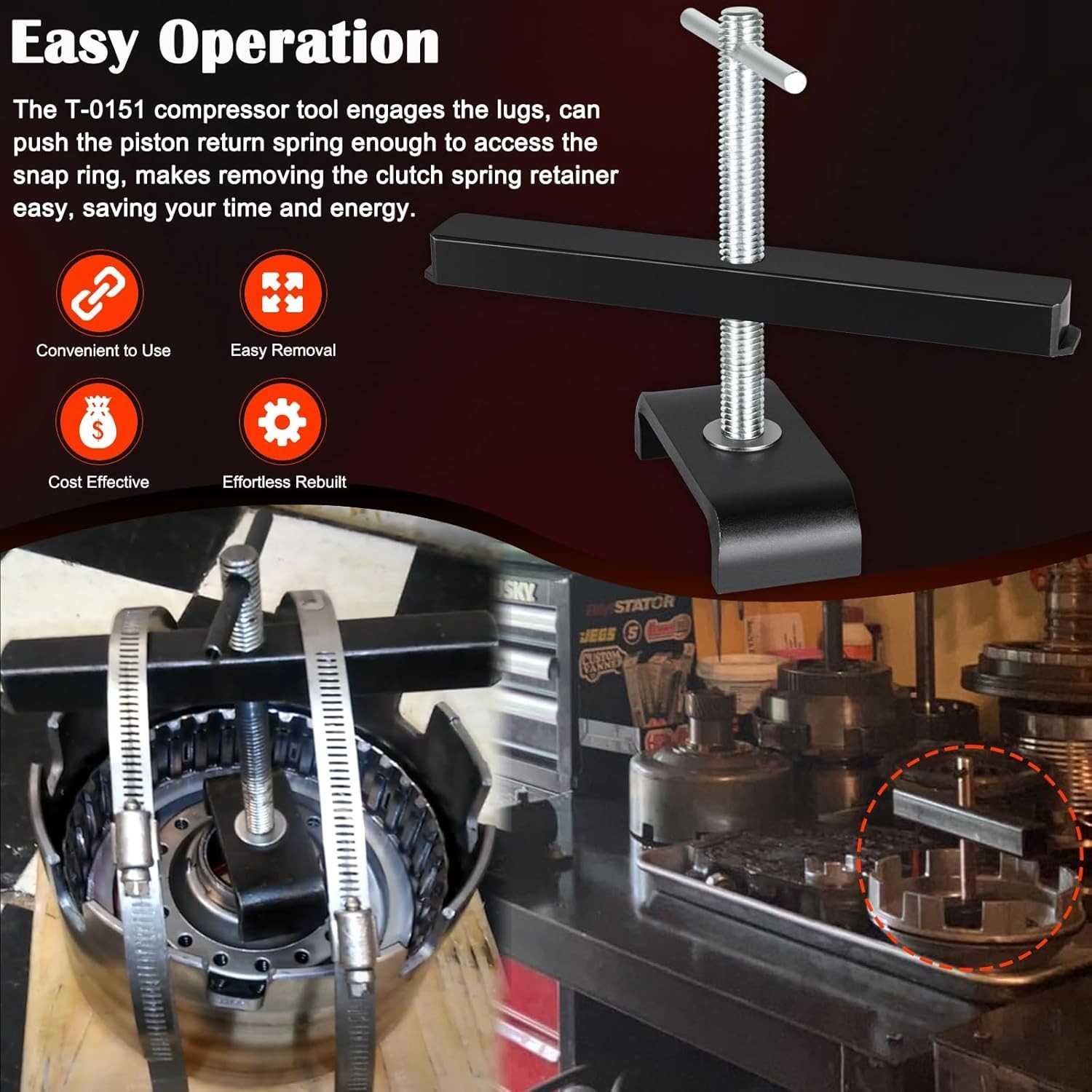 T0151 Rear Clutch Spring Compressor Transmission Tool 4l60e Low & Reverse Spring