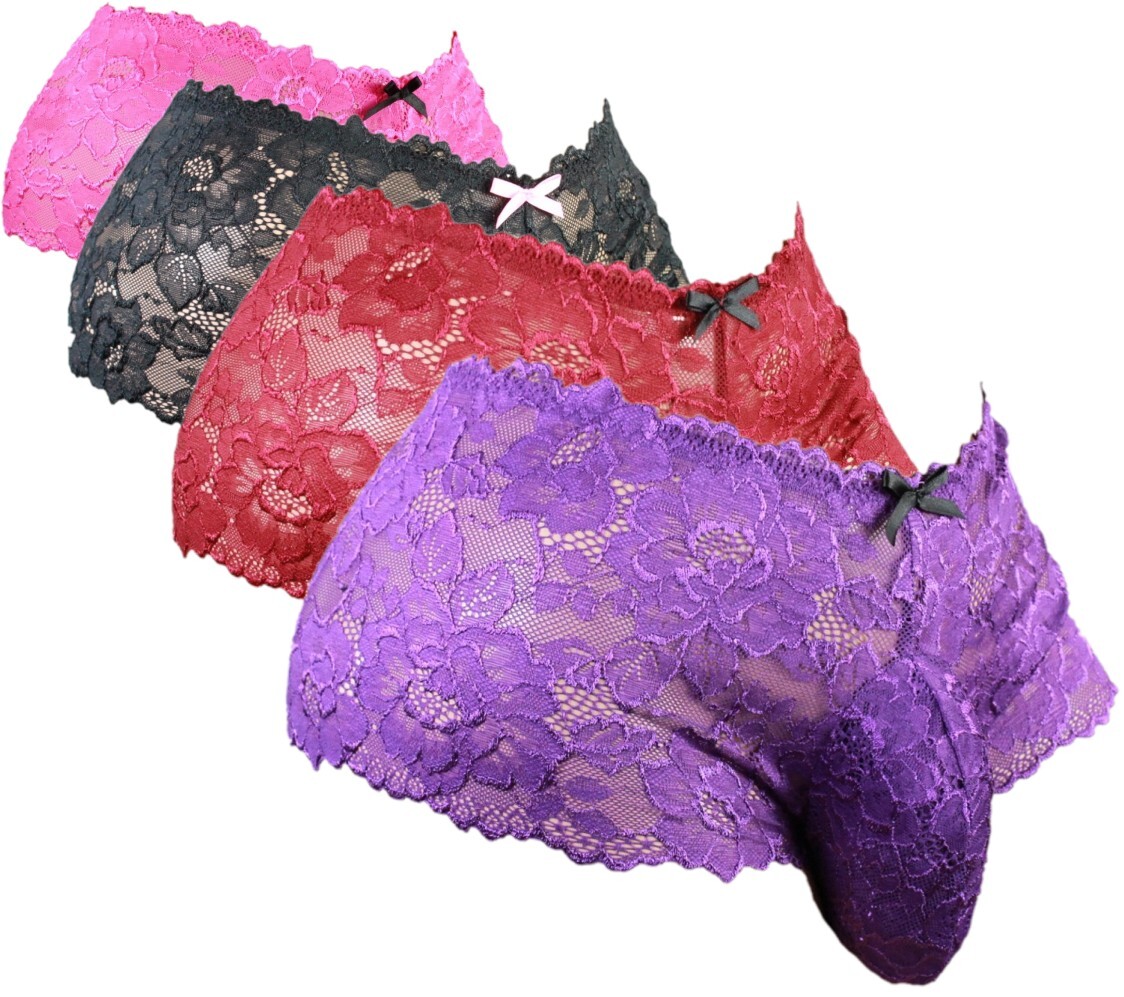 SISSY POUCH PANTIES underwear men's sexy lace pink bikini thong  Sz   S-5XL D1