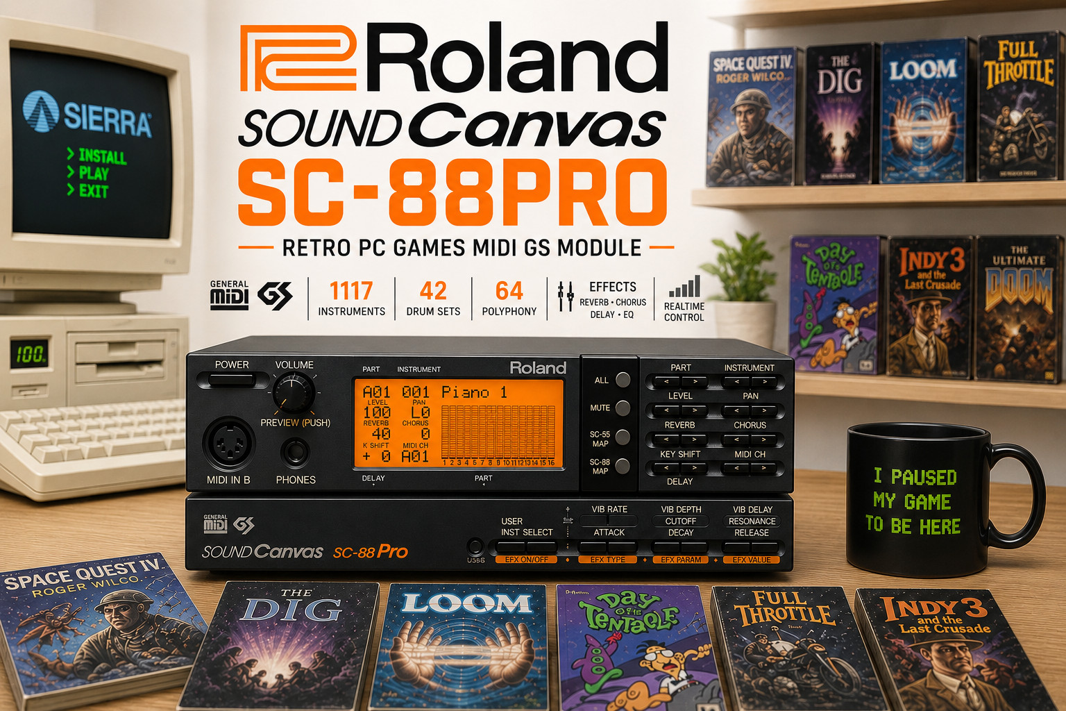 ROLAND SC88PRO 🌈RaRe🌈 Pc Retro Games General Midi GS Module