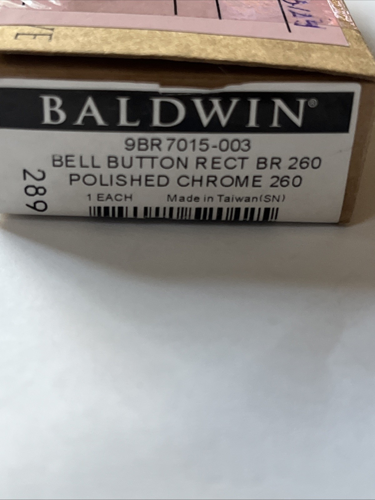 Baldwin 9BR7015-003 Chrome Rectangular Bell Button Solid Brass Free Ship USA