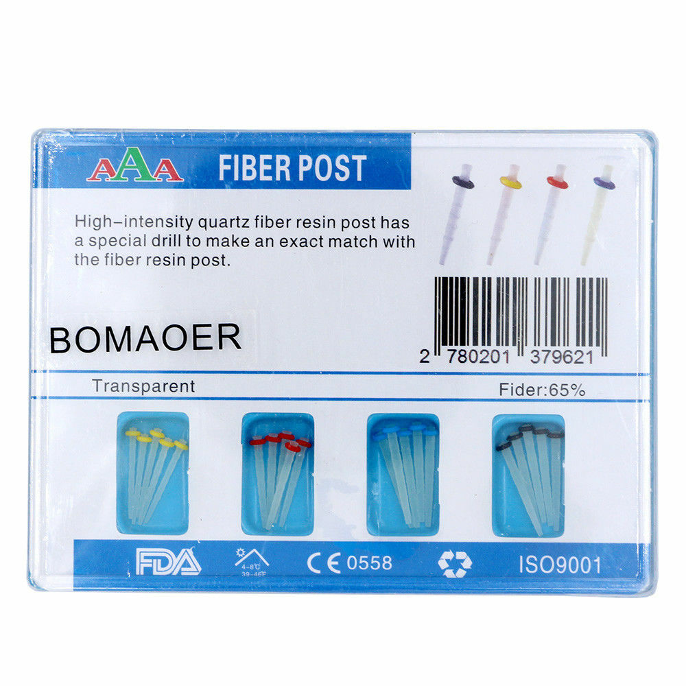 1 Box Dental Fiber Posts & 4 Drills - Resin/Screw, Glass, Endo, AAA