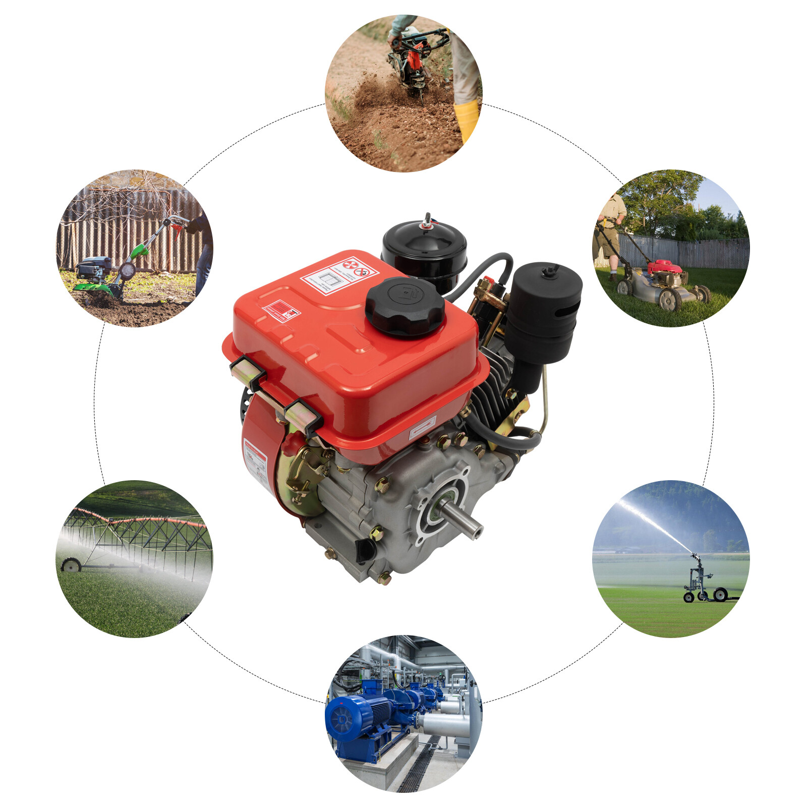 3HP 4-Stroke Diesel Engine 196cc Single Cylinder Forced Air Cooled Machinery