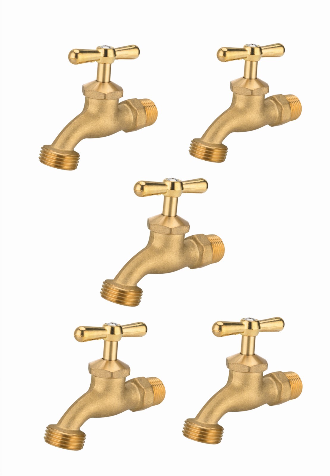 5 PCS EFIELD Outdoor Garden Hose Faucet /Valve 1/2" Male NPT×3/4" Male GHT
