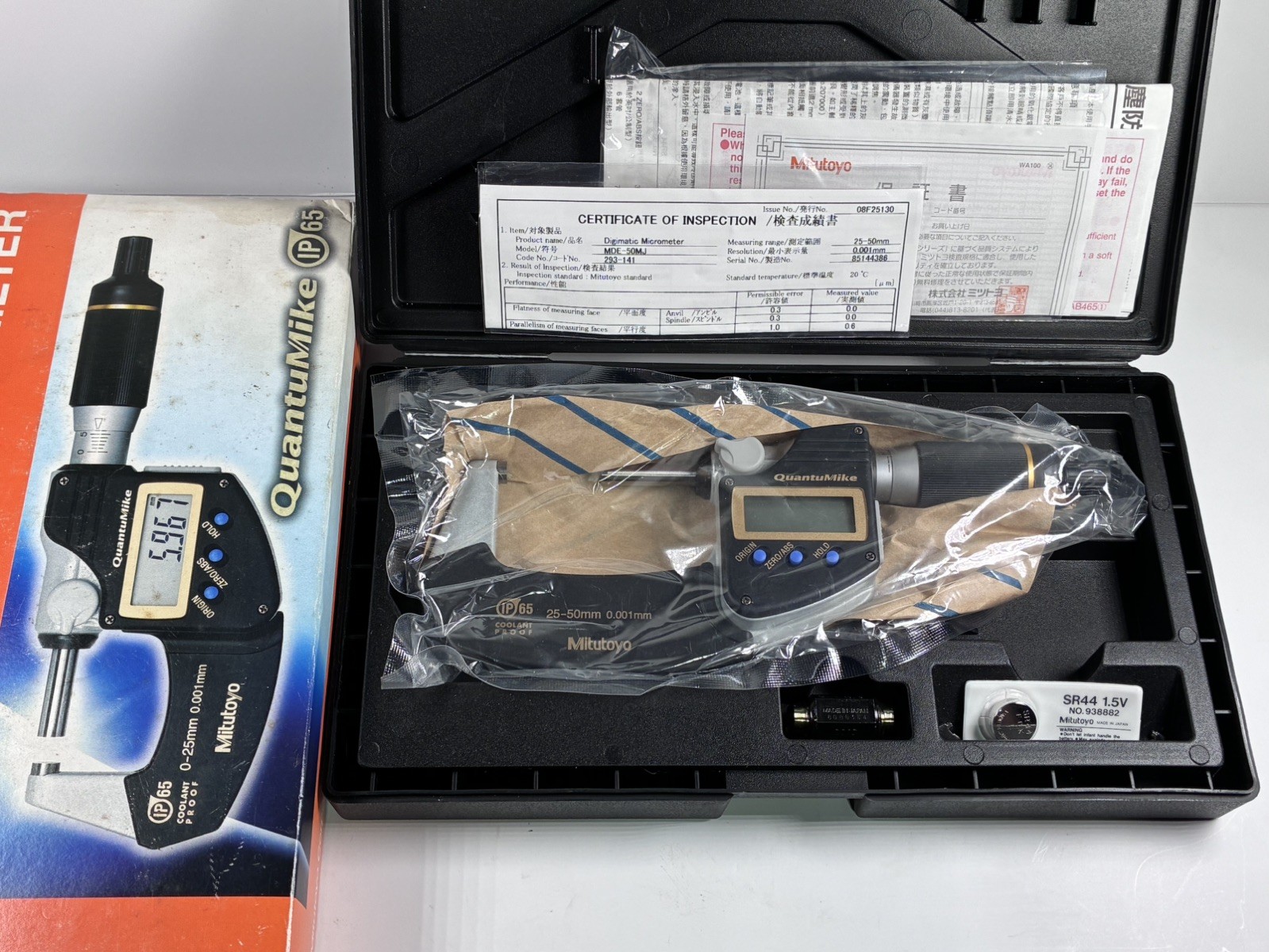 MITUTOYO QuantuMike 293-141-30 Micrometer 25 - 50mm, .001mm IP65 Coolant Proof