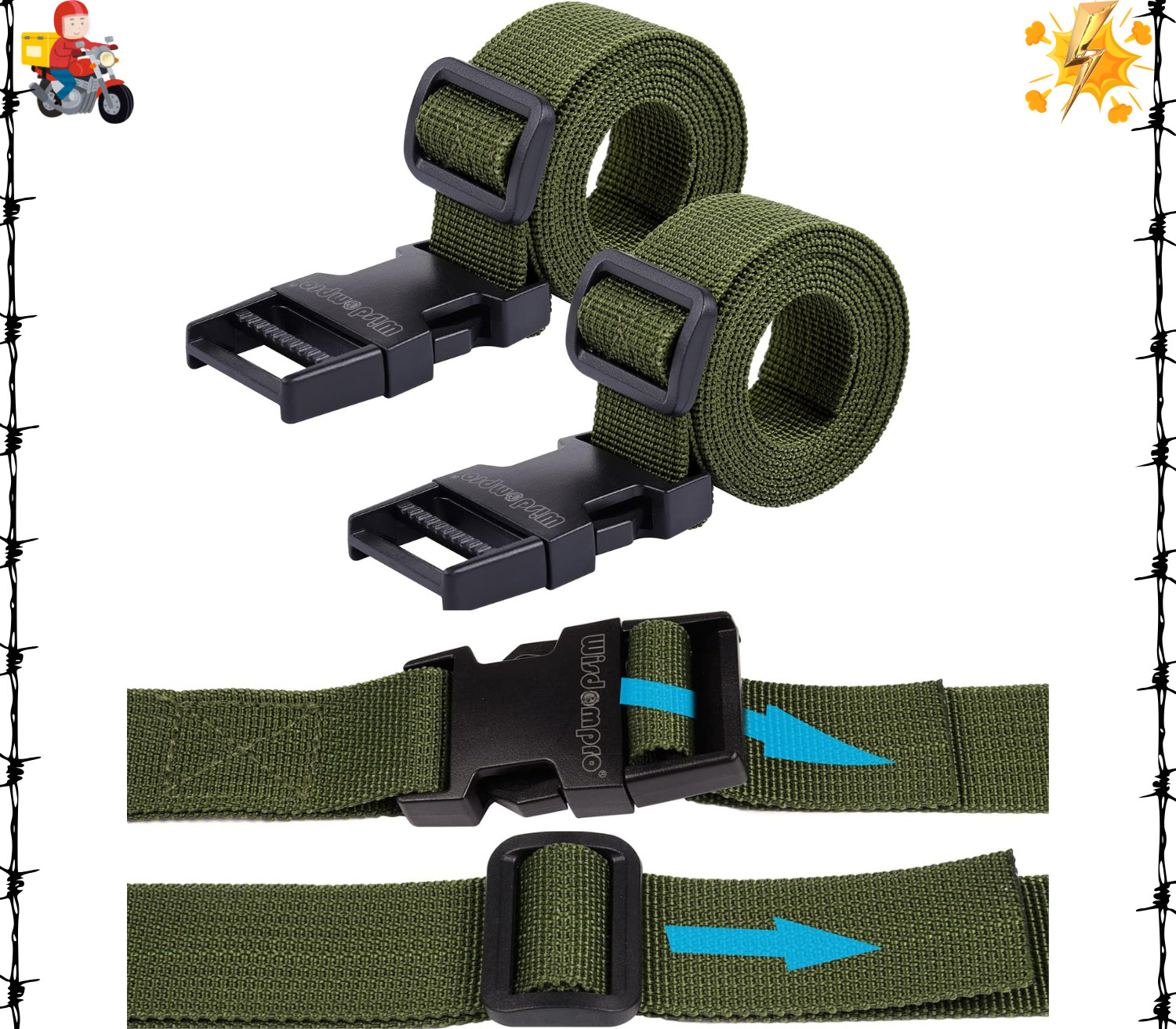 Luggage Strap, 2 Pack Heavy Duty Utility Straps with Quick Release Buckle, Adjus