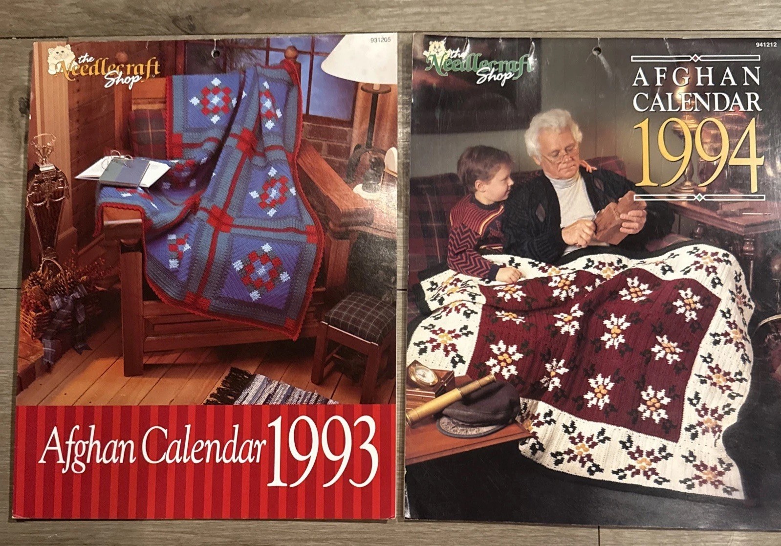 Lot Of 2 AFGHAN CALENDAR 1993-94 THE NEEDLECRAFT SHOP 24 DESIGNS CROCHET PATTERN