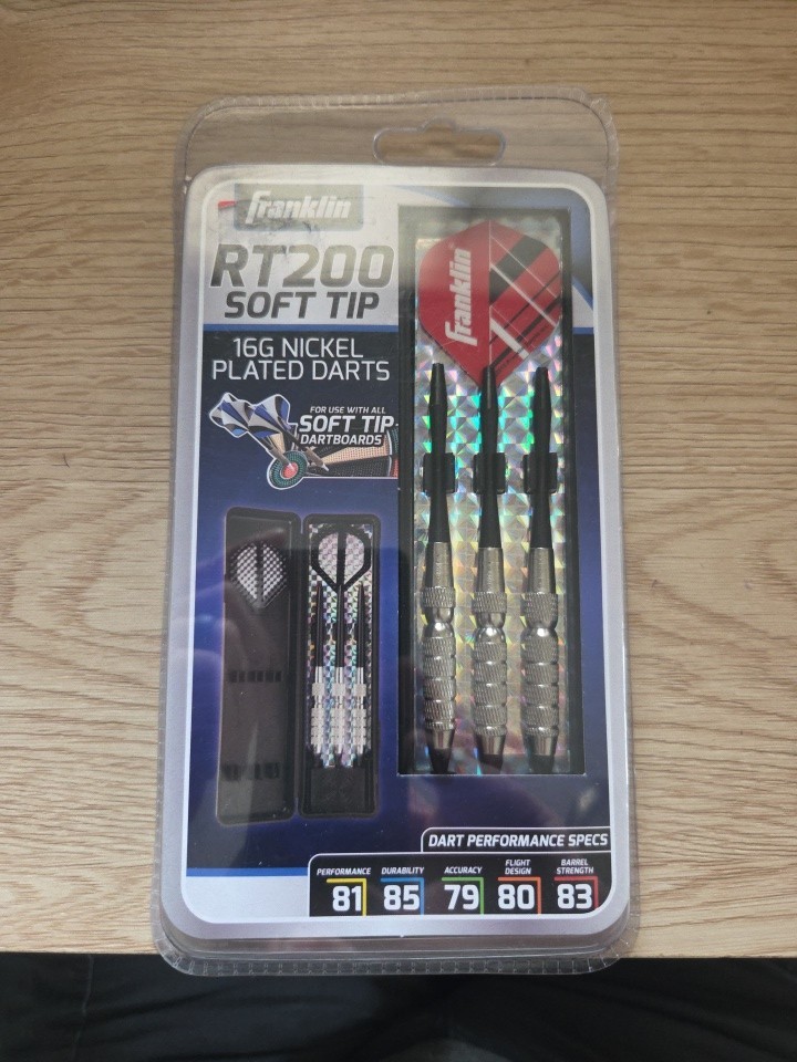 NEW FRANKLIN RT200 16G SOFT TIP 3 PACK DART SET with CASE
