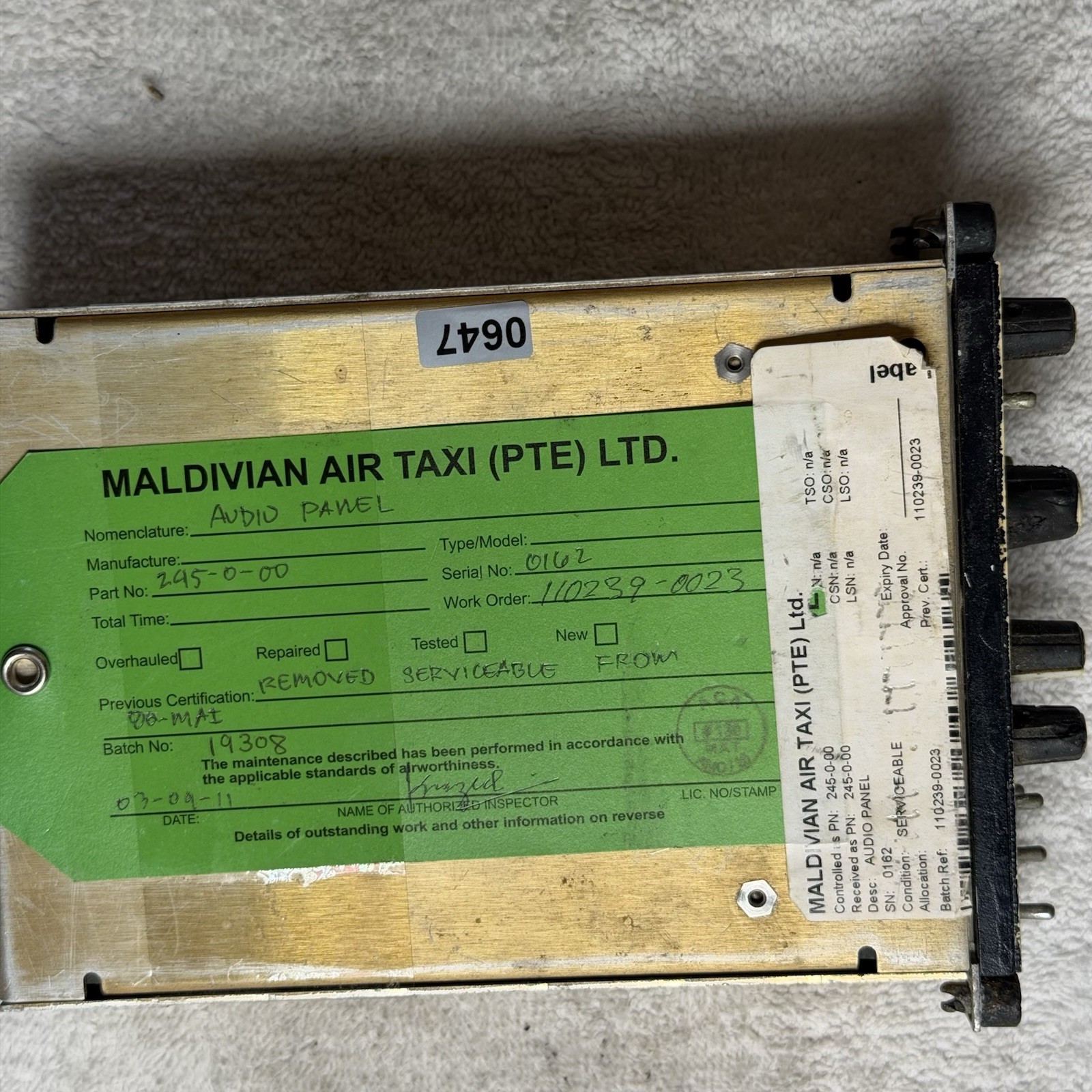 Western Avionics AP245 Audio Panel 245-0-00 Serviceable W/ Mods 1-6