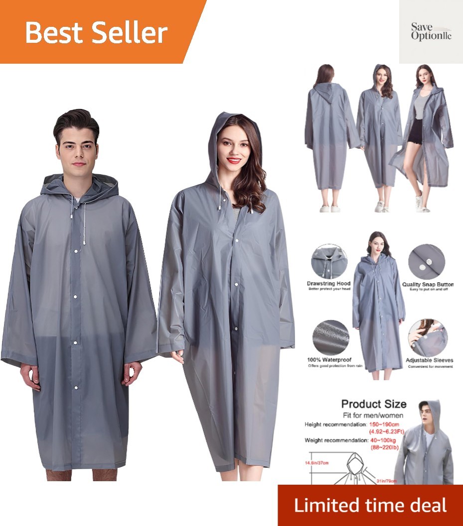Rain Ponchos for Adults Reusable, 2 Pcs s Emergency for Women Men with Hood a...