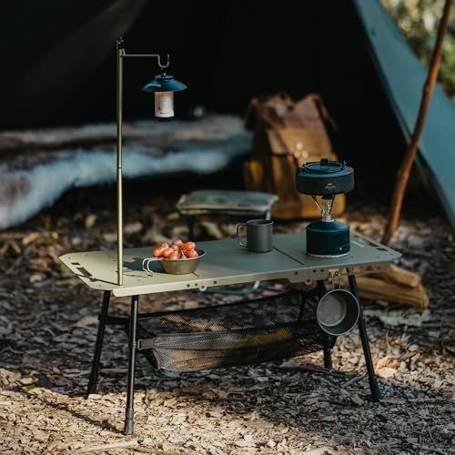Tactical Camping Table with Adjustable Height, Collapsible Table Green