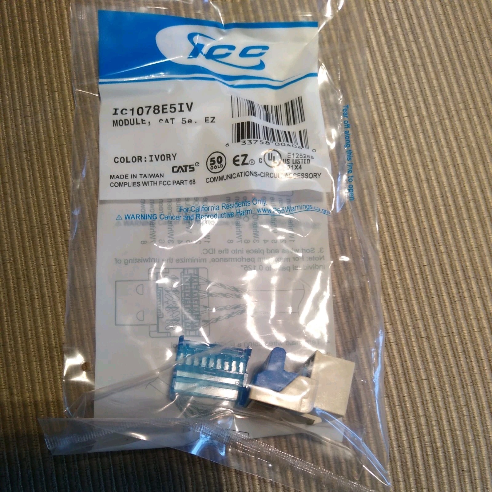 Lot of 50 ICC IC1078E5IV Ivory Cat5E EZ Modules BRAND NEW