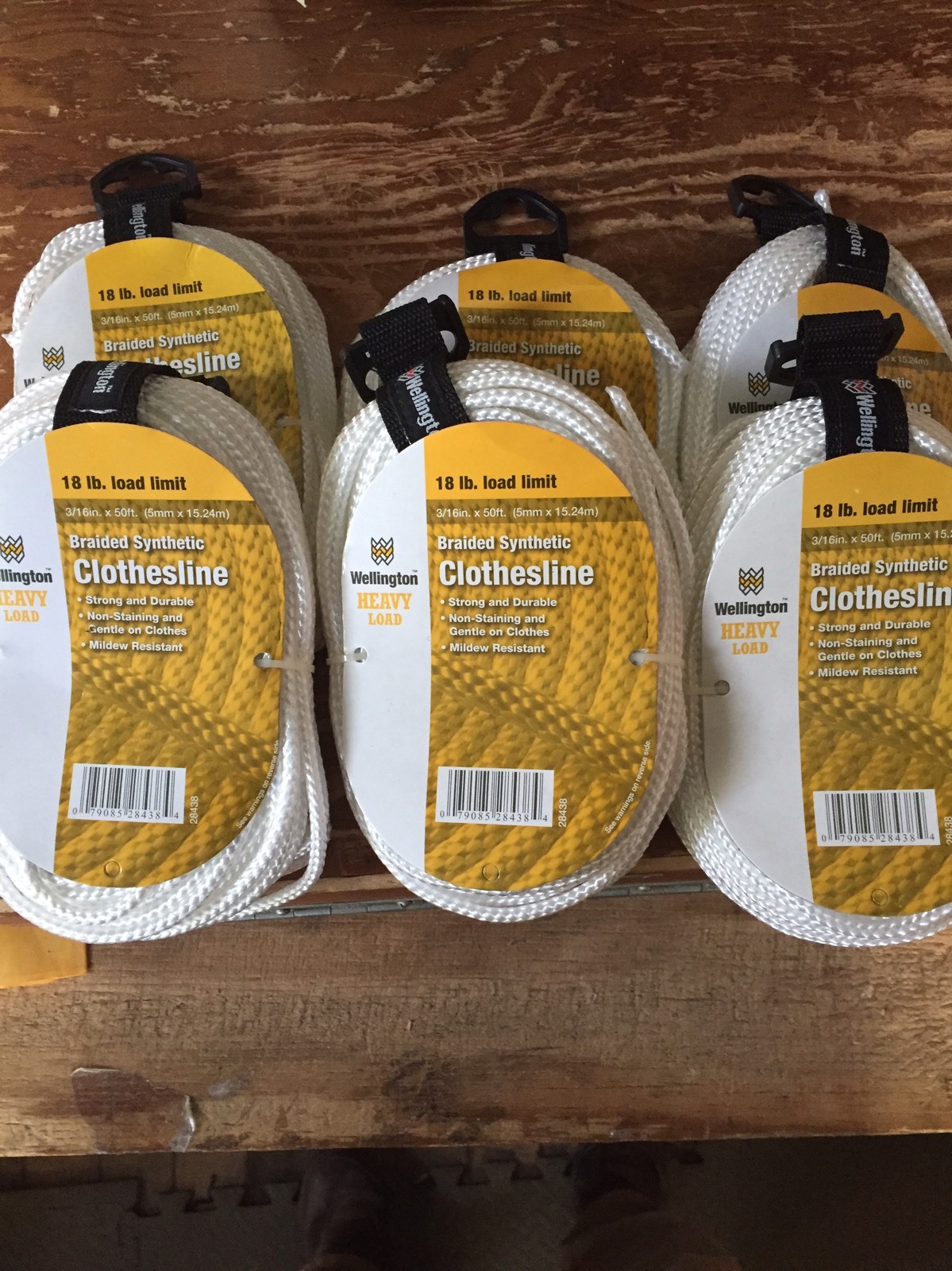 6 Pack Of  3/16"x 50' Wellington Braided Synthetic Clothesline  300' Total
