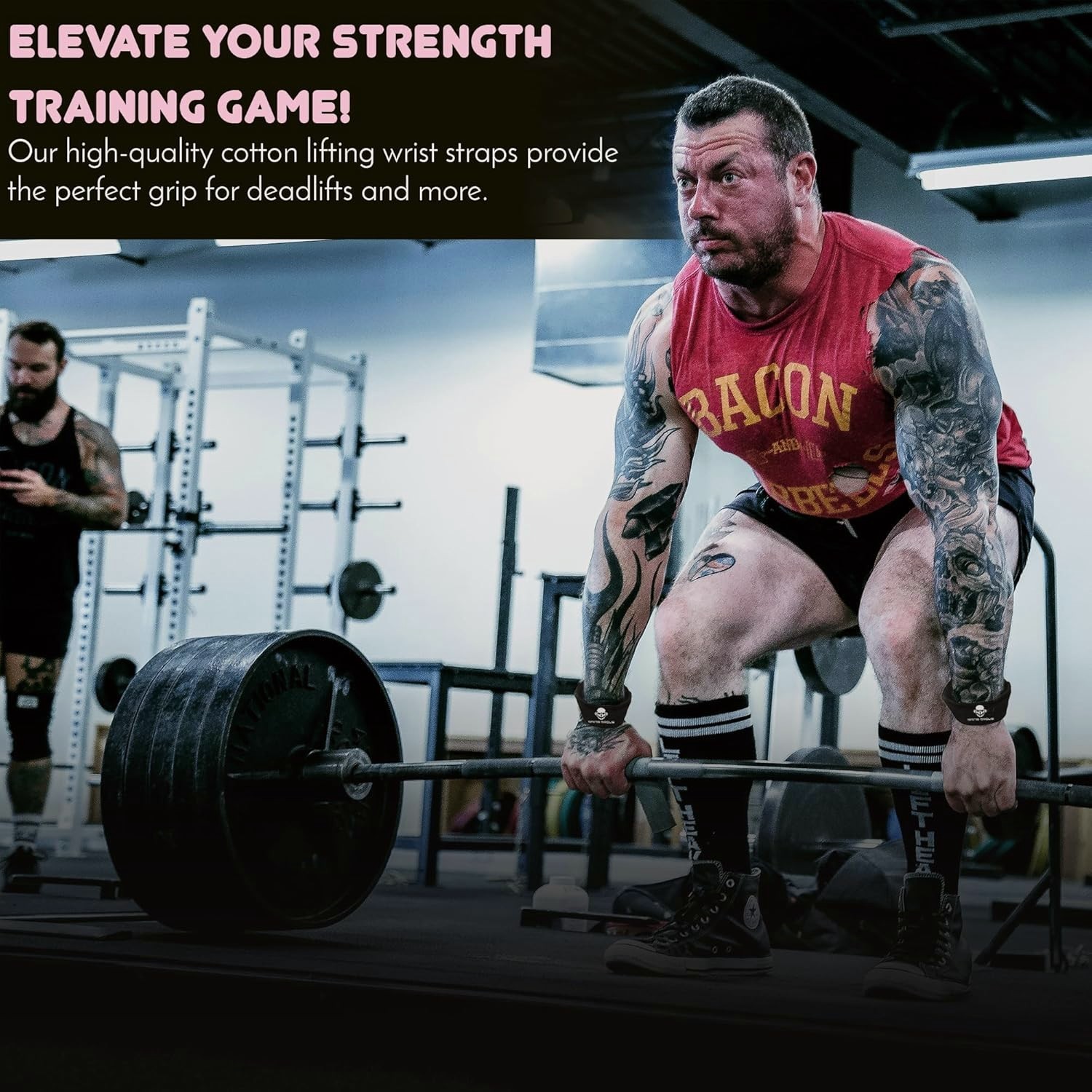 Weight Lifting Straps Deadlift Powerlifting Wrist Wraps for Gym Workout Pink