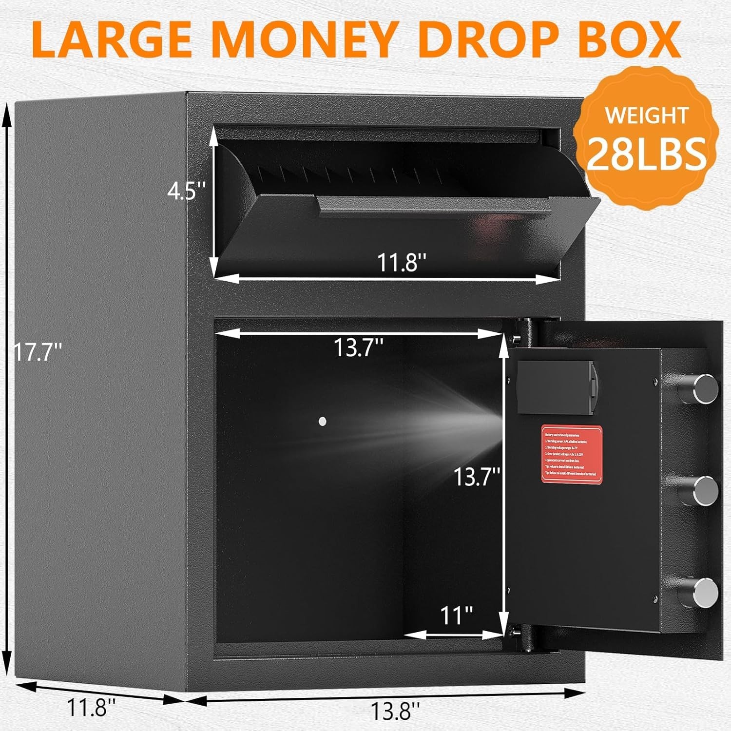 2.0 CUB Depository Drop Safe Fireproof, Front Drop Slot Lock Box with Digital Co