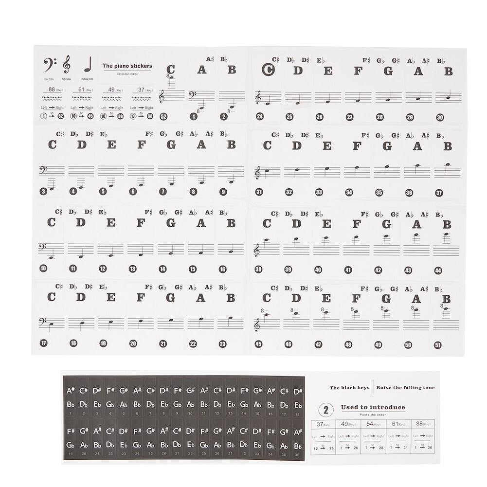 Color Piano And Keyboard Stickers Color Note Piano Music Lesson Book Parts