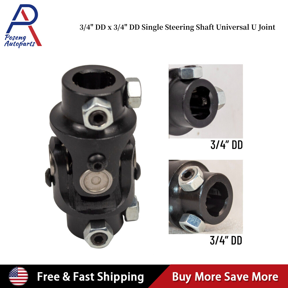 New 3/4" DD x 3/4" DD Universal Black Steering Shaft U Joint Coupling