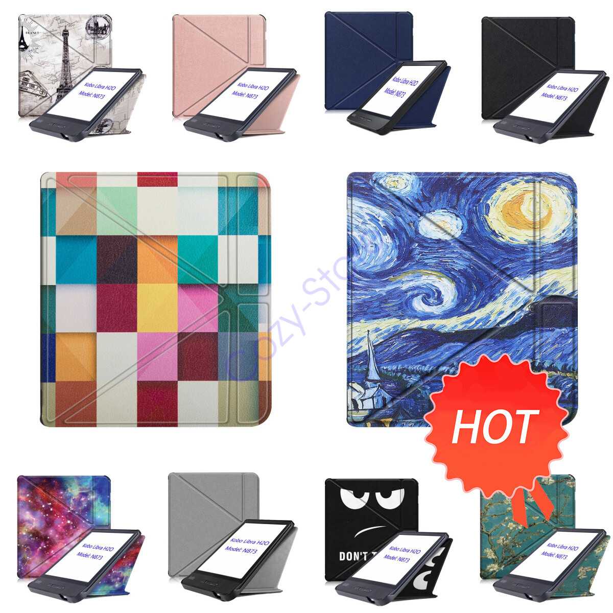 Magnetic Stand Case for Kobo Libra H2O N873 – Drop-Proof E-Reader Cover