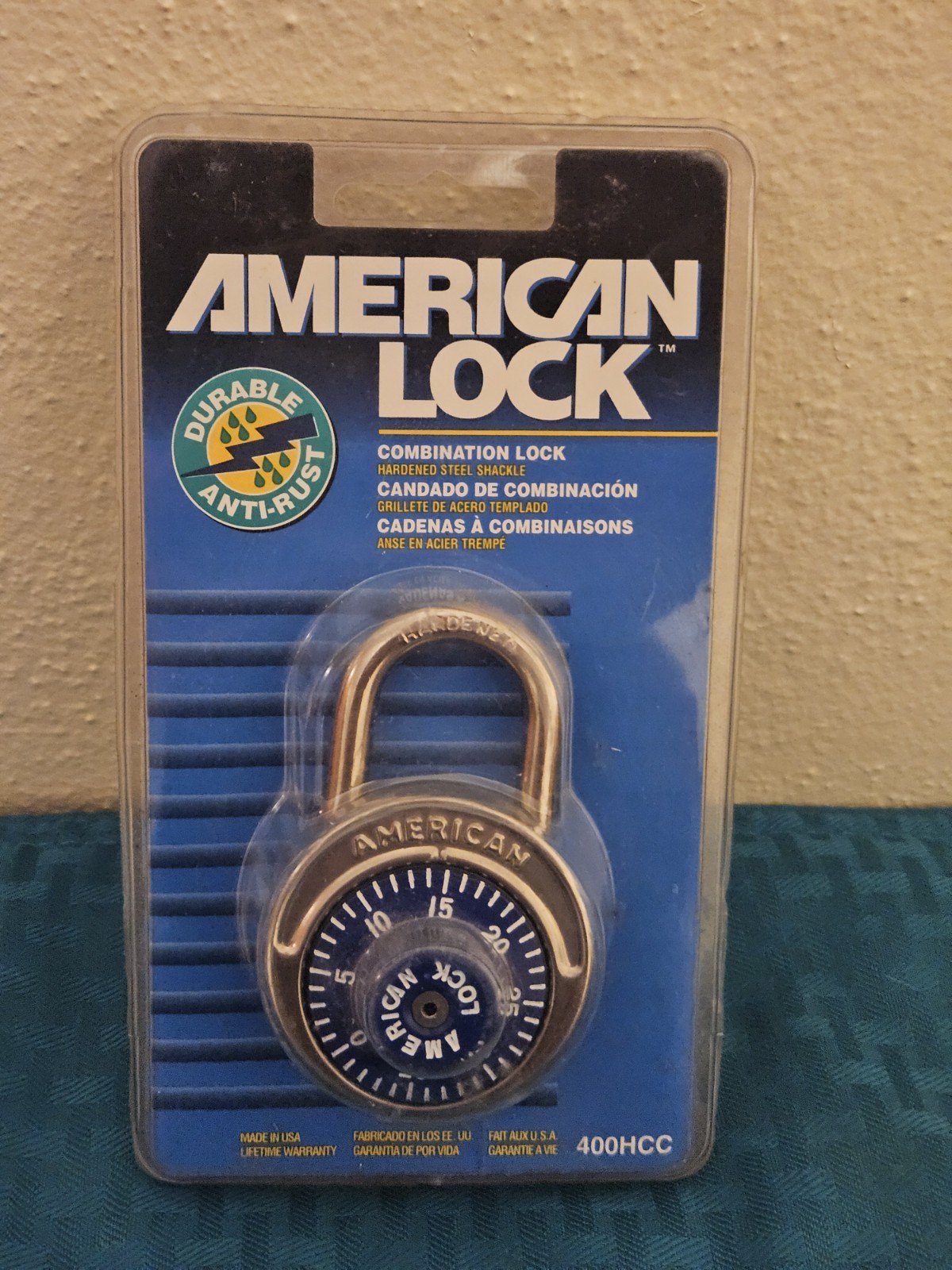 NEW NIP American Lock Hardened Steel Blue Dial Combination Lock Padlock 400HCC
