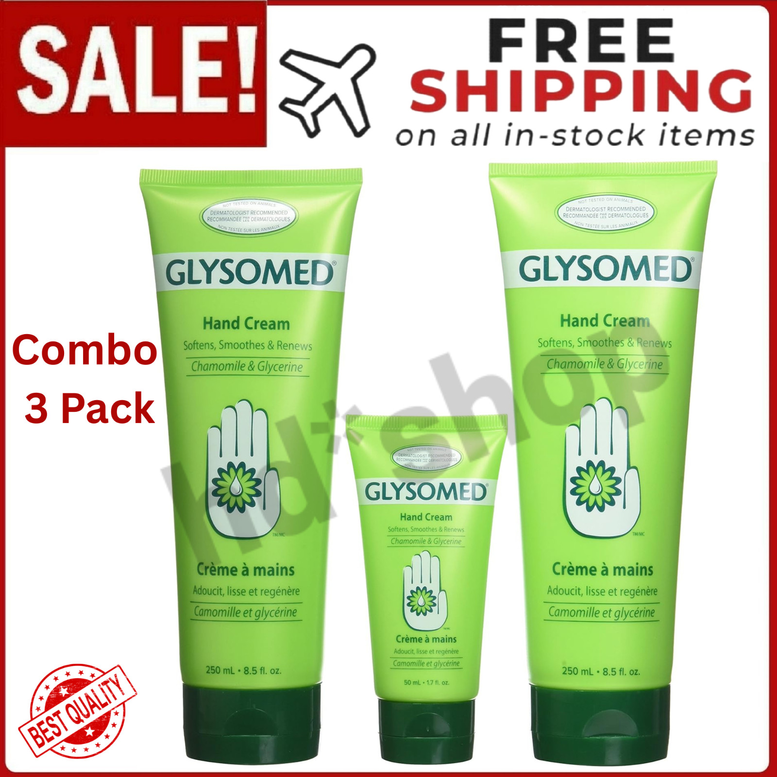 Glysomed Hand Cream Combo 3 Pack (2x Large Tube 8.5 Fl Oz + 1x Purse Size 1.7oz