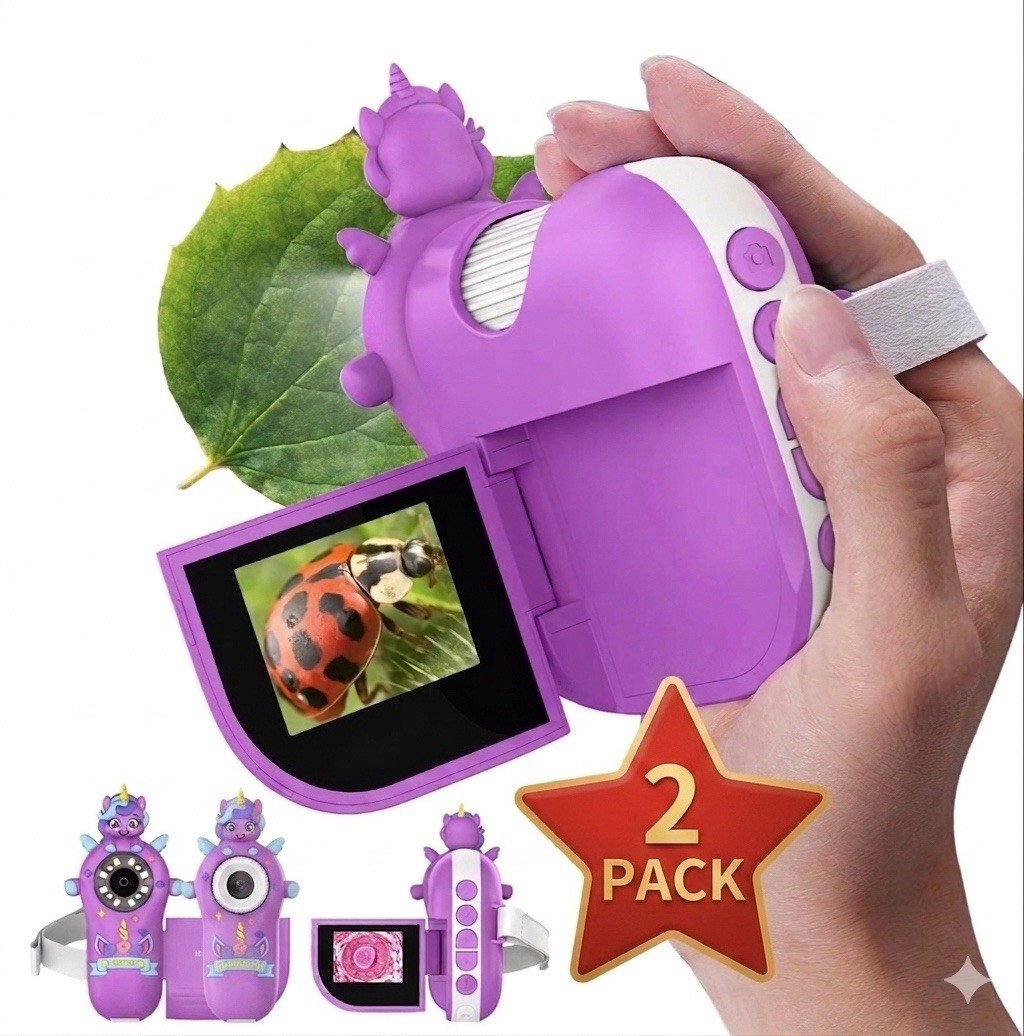 2 PACK Digital Microscope And Camera  Kids Miniscope - 4K 2.0" Screen .Purple