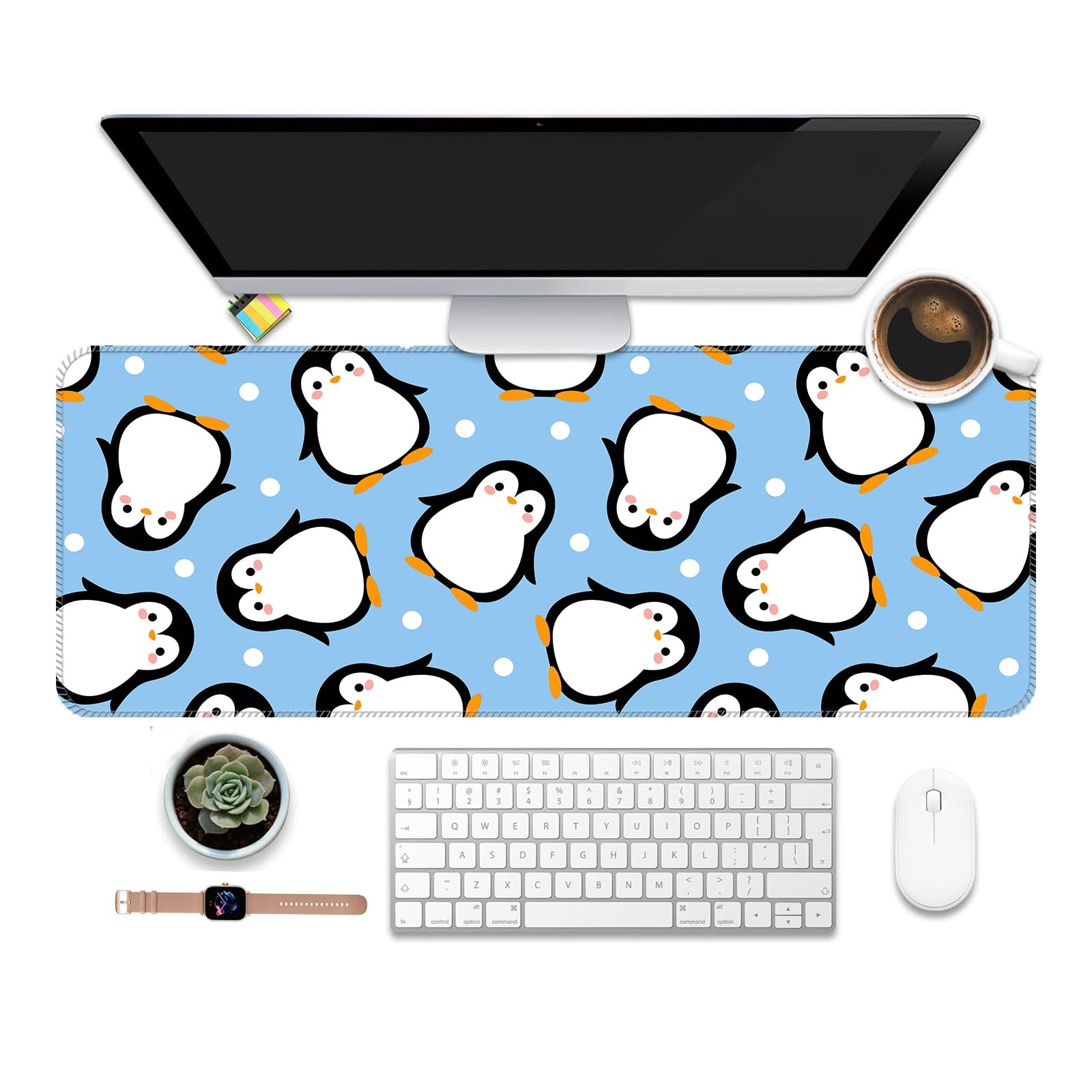 ALTEKO Large Gaming Mouse Pad, Computer Mat, Funny Blue Cute Penguins