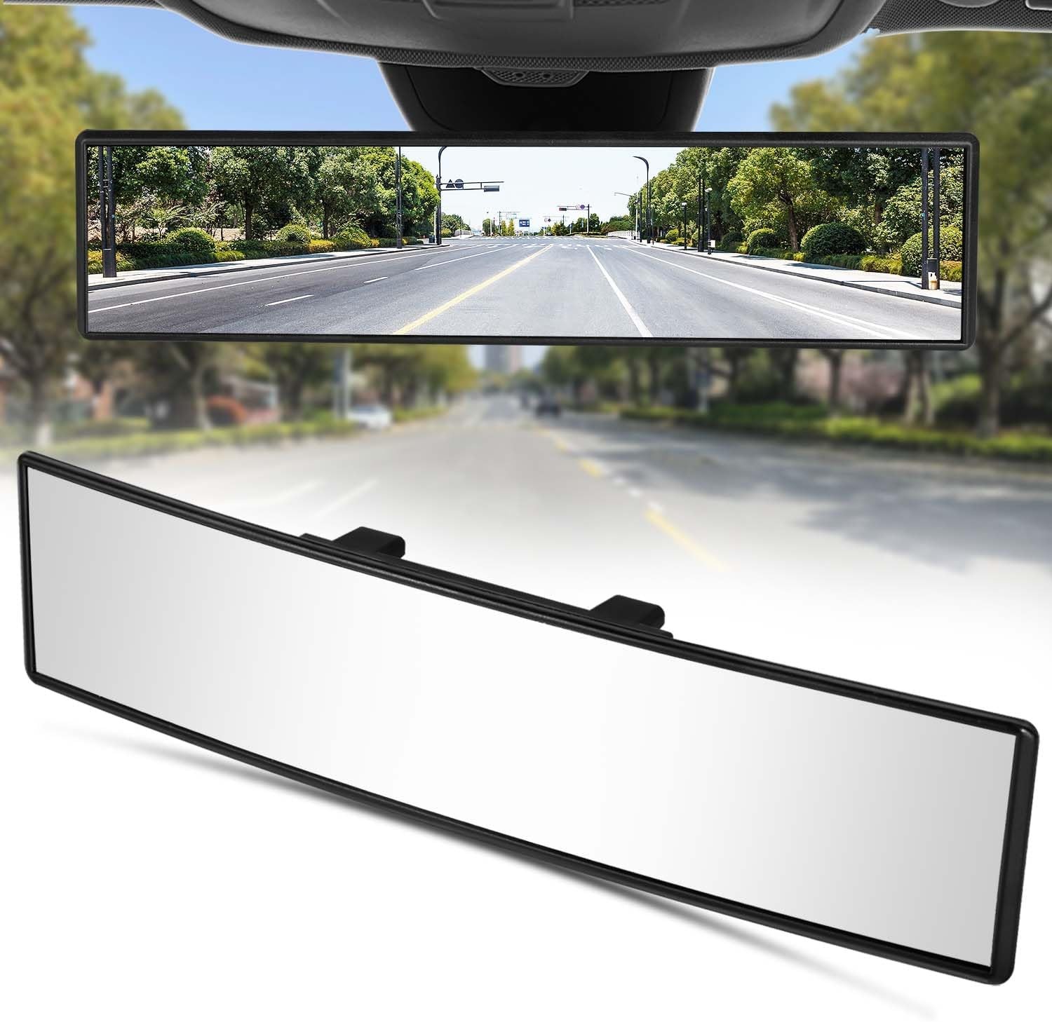 Car Rearview Mirror HD Glass 12 Inch Anti Glare Clip On Panoramic Wide Angle Car