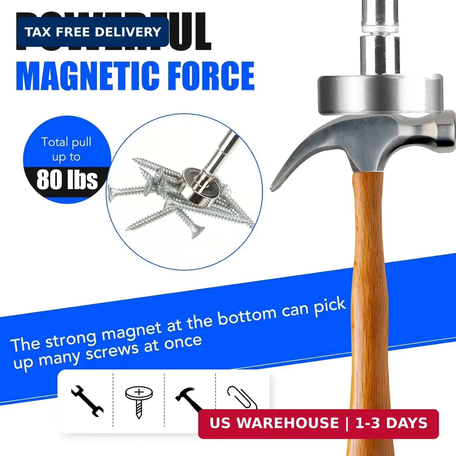 2PCS Telescoping Magnetic Pickup Tool with 40lb Pull Force, 30in Telescopic Stro