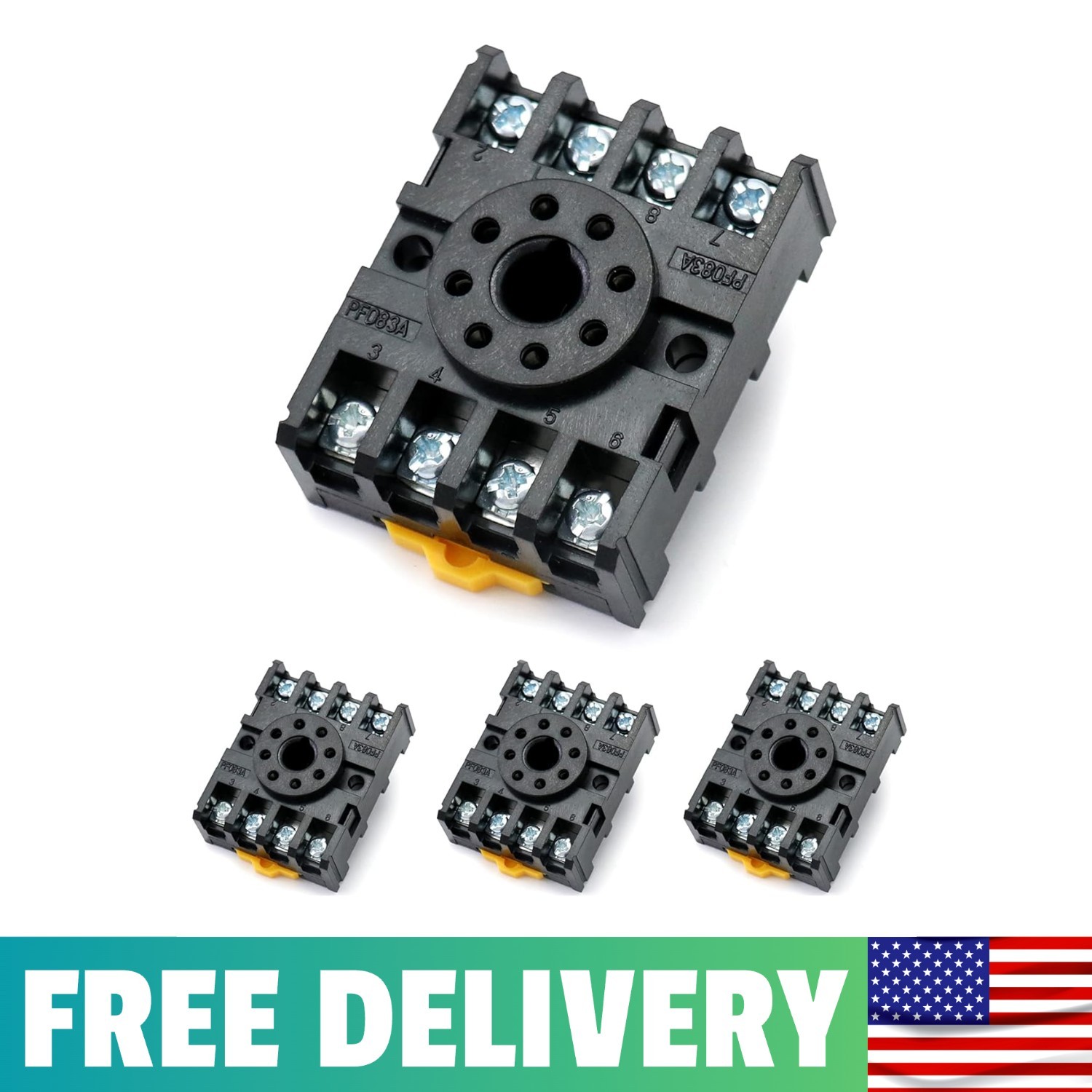8 Pins Relay Socket, 4 Pack 600 V 10 Amp Octal Socket With Pressure Clamp Screw