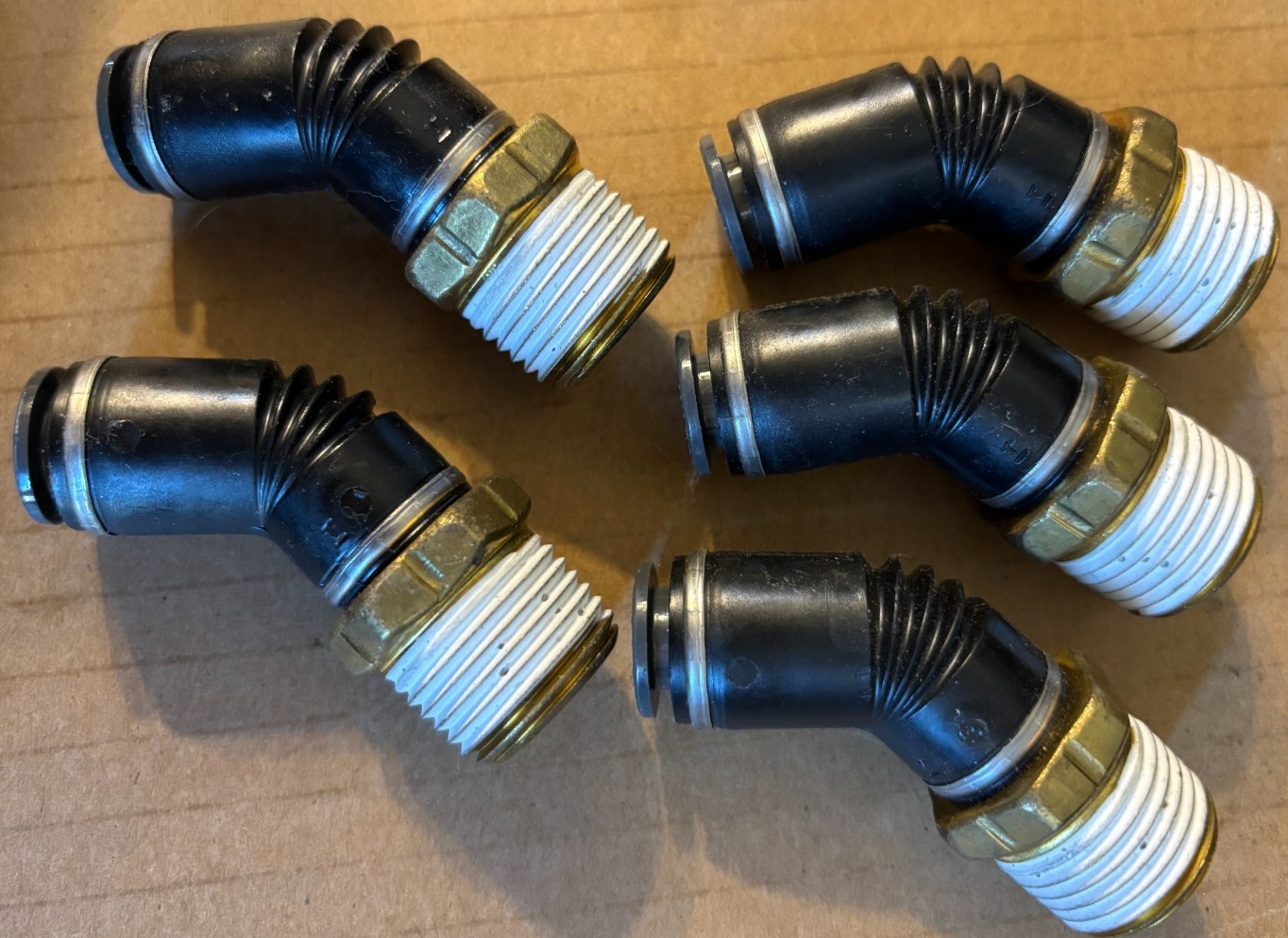 *Pk of 5* SMC 3/8 PTC x 1/2-14 Male NPT 45° Elbow - P/N  SMC KV2K11-37S