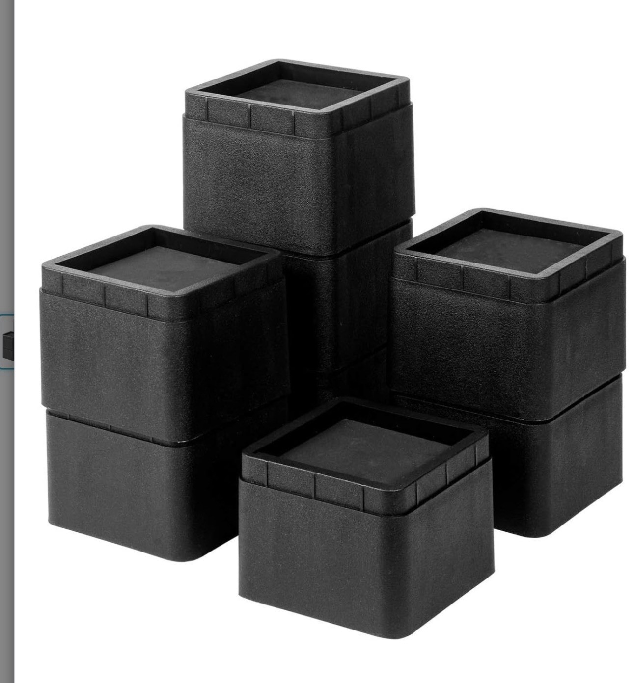 BTSD-home Stackable Bed Furniture Risers 3” Heavy Duty Set of 8 Black