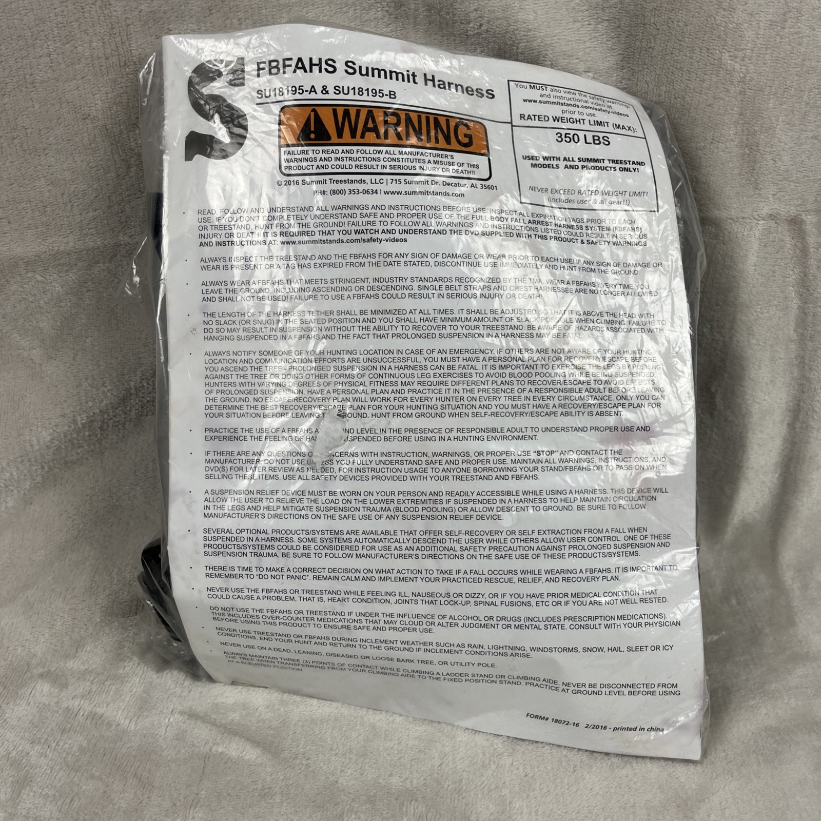 Summit TreeStands Safety Harness SU18195-a 350Lbs Limit FBFAHS