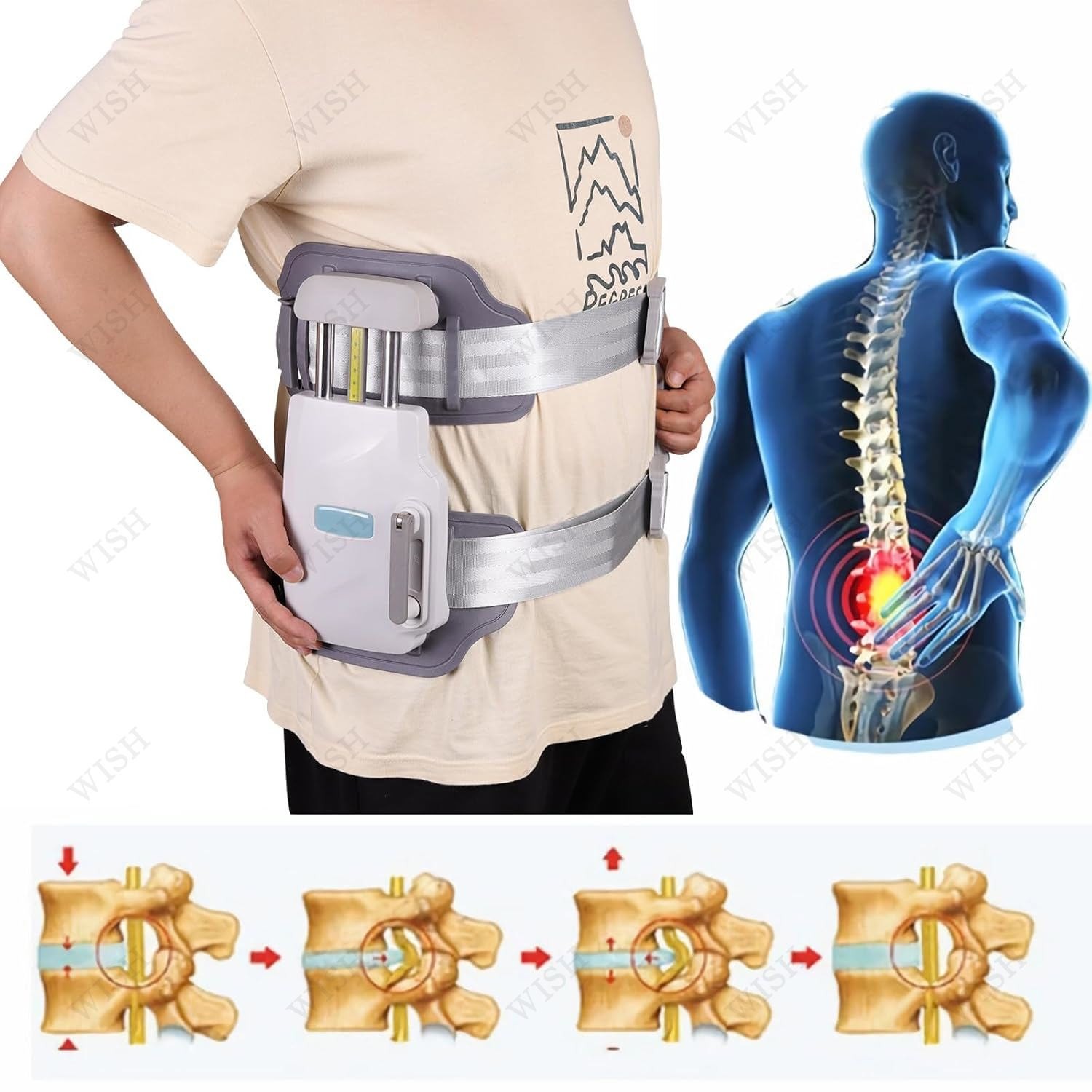 700N Max Lumbar Traction Device Decompression Belt，Back Stretcher ，SpinalSupport
