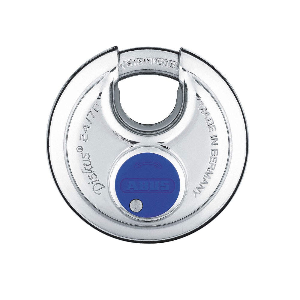ABUS 24IB/70 KA Keyed Padlock, 25/32 in,Round,Silver 3TMN8