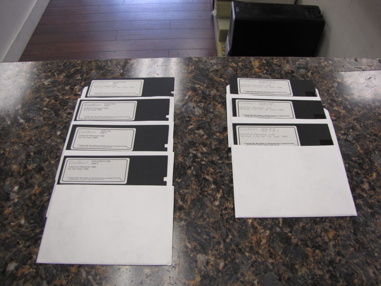 Lot of (7) ChipSoft Turbo Tax Personal 1040 Software 5.25" Disks - 1989 - MD28