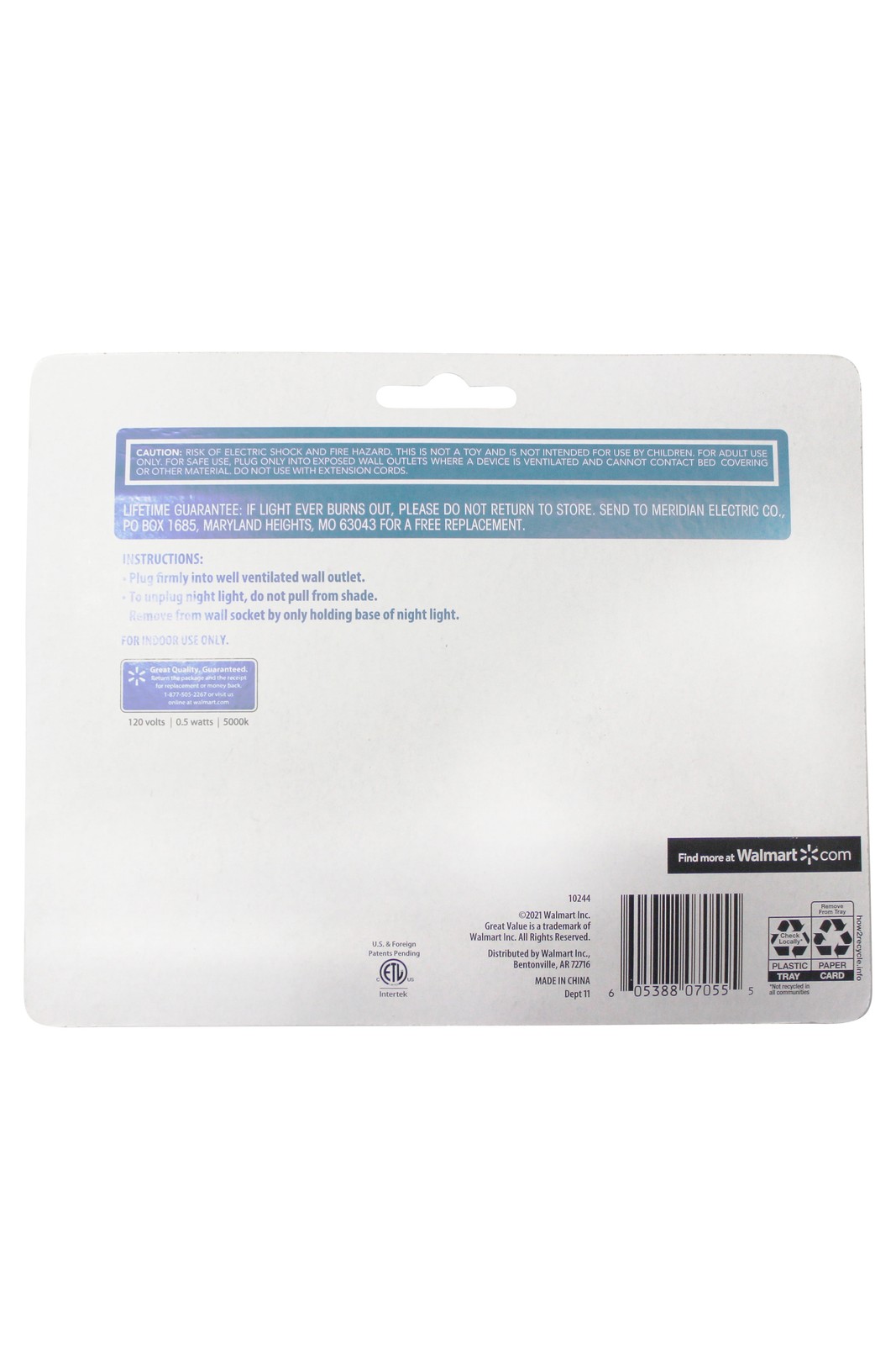 Great Value 4-Pack LED Light-Sensing Night Light Soft White 3.55"x1.88"