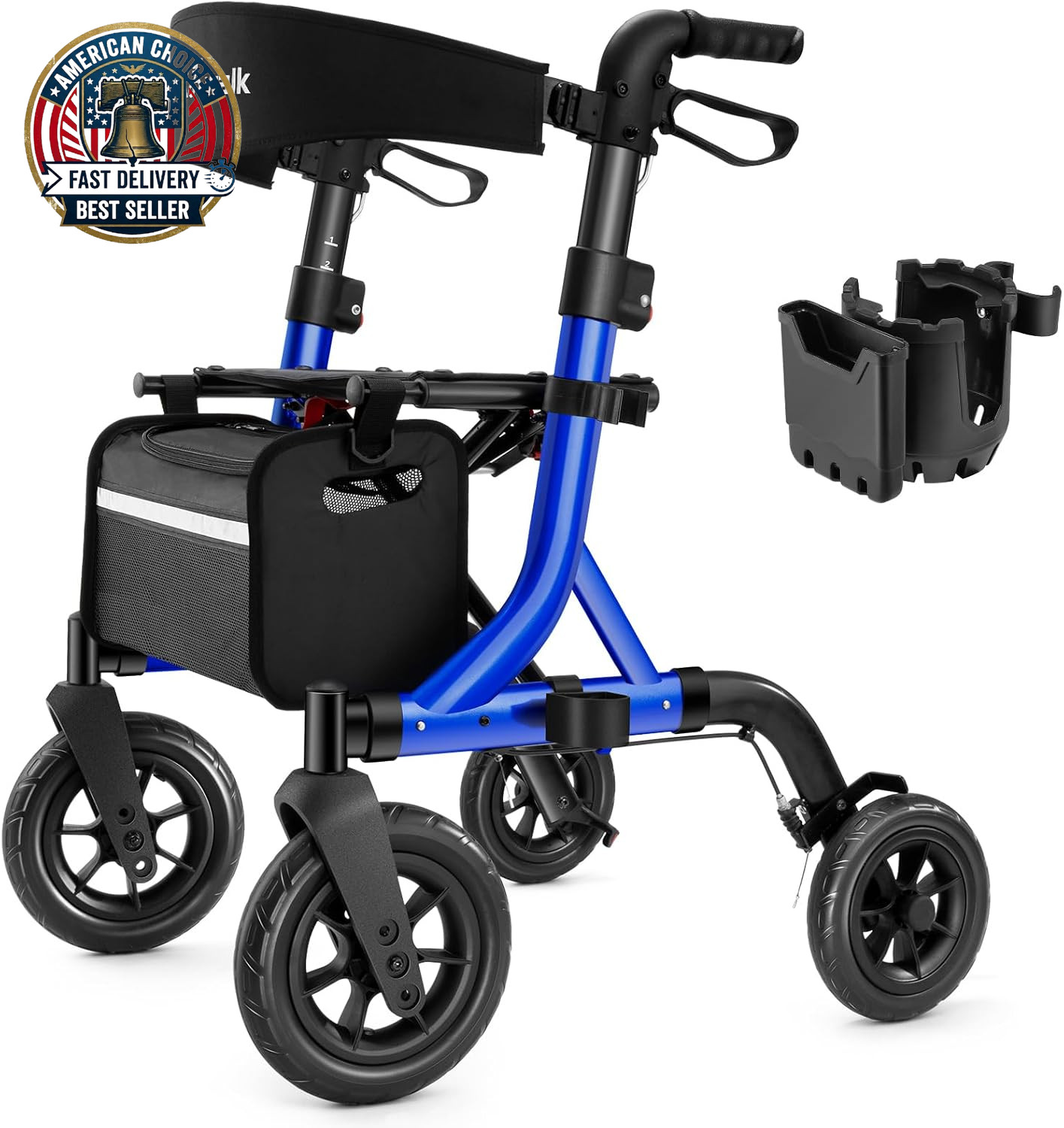 Walkers for Seniors, Rollator Walker with Seat, 10" Rubber Wheels All Terrain Ro